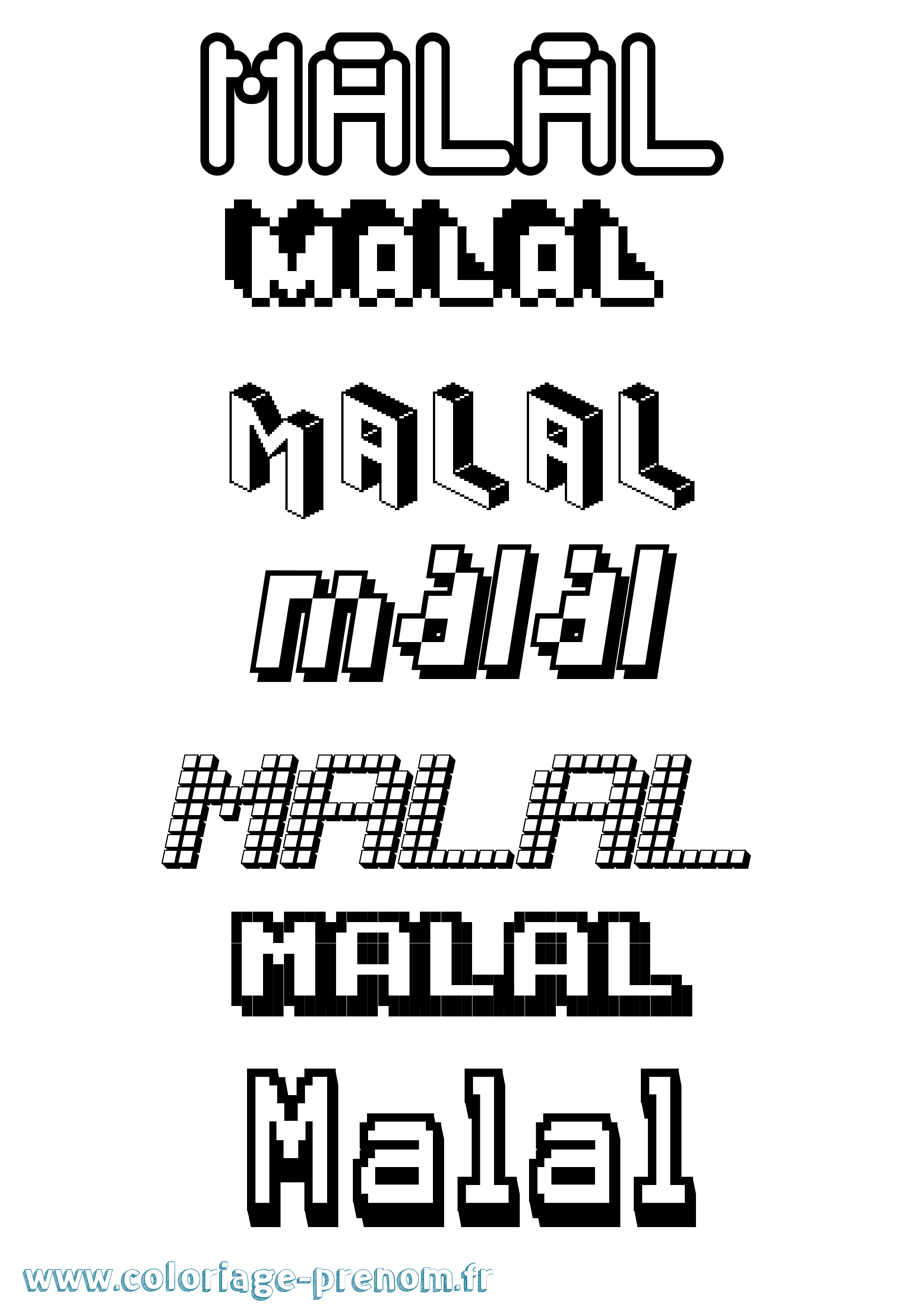 Coloriage Malal Pixel Coloriage prénom Malal Pixel