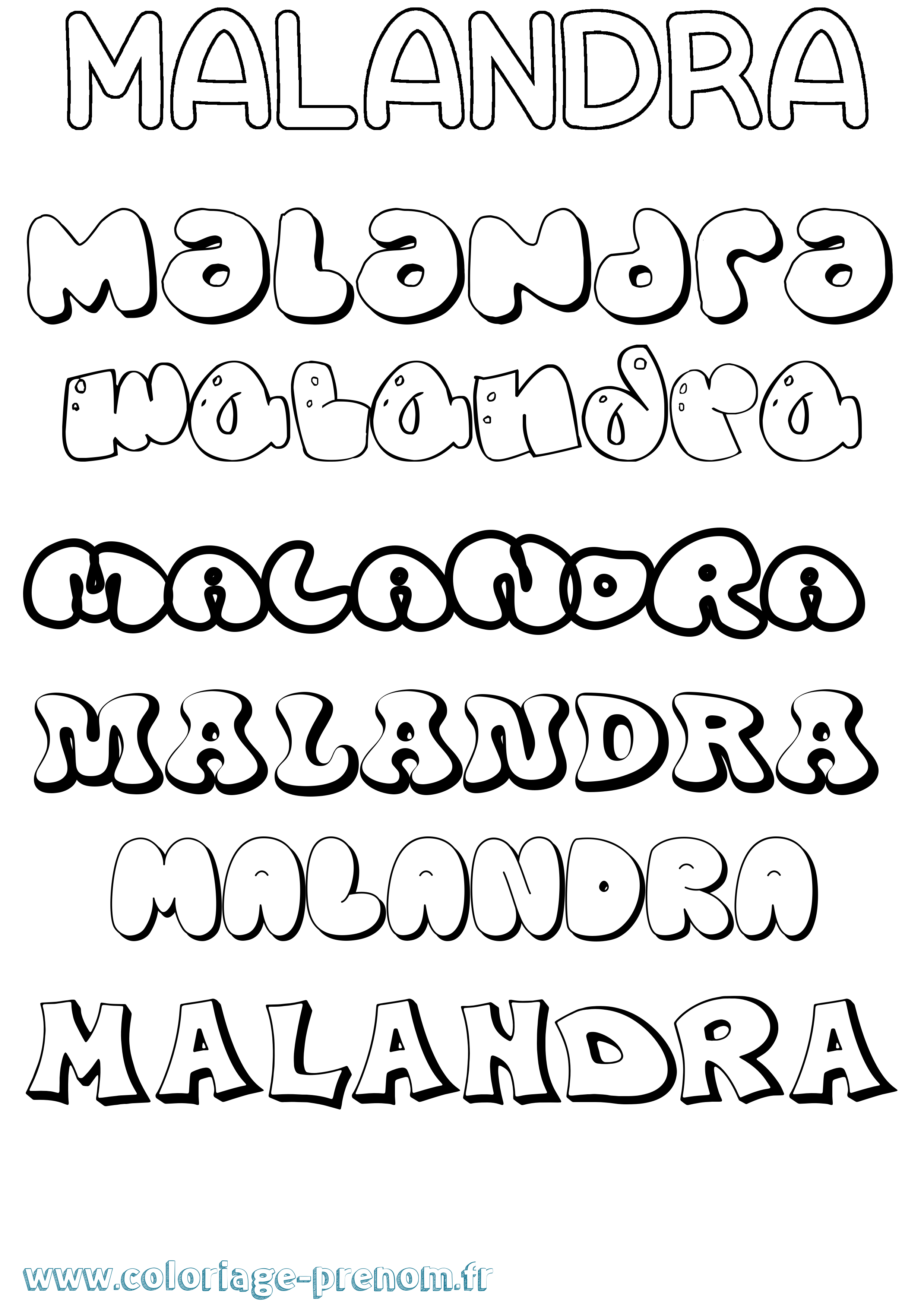 Coloriage Malandra Bubble Coloriage prénom Malandra Bubble