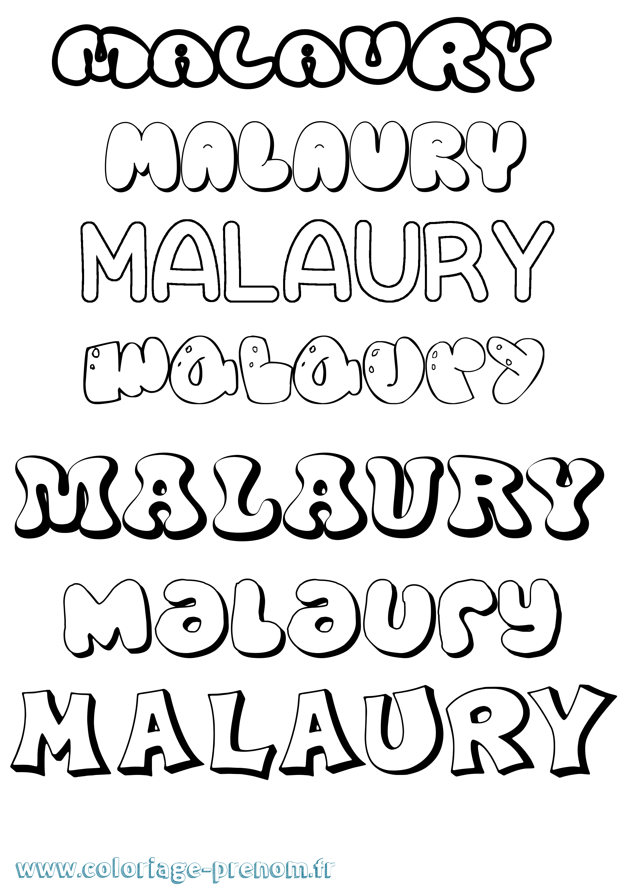 Coloriage Malaury Bubble Coloriage prénom Malaury Bubble