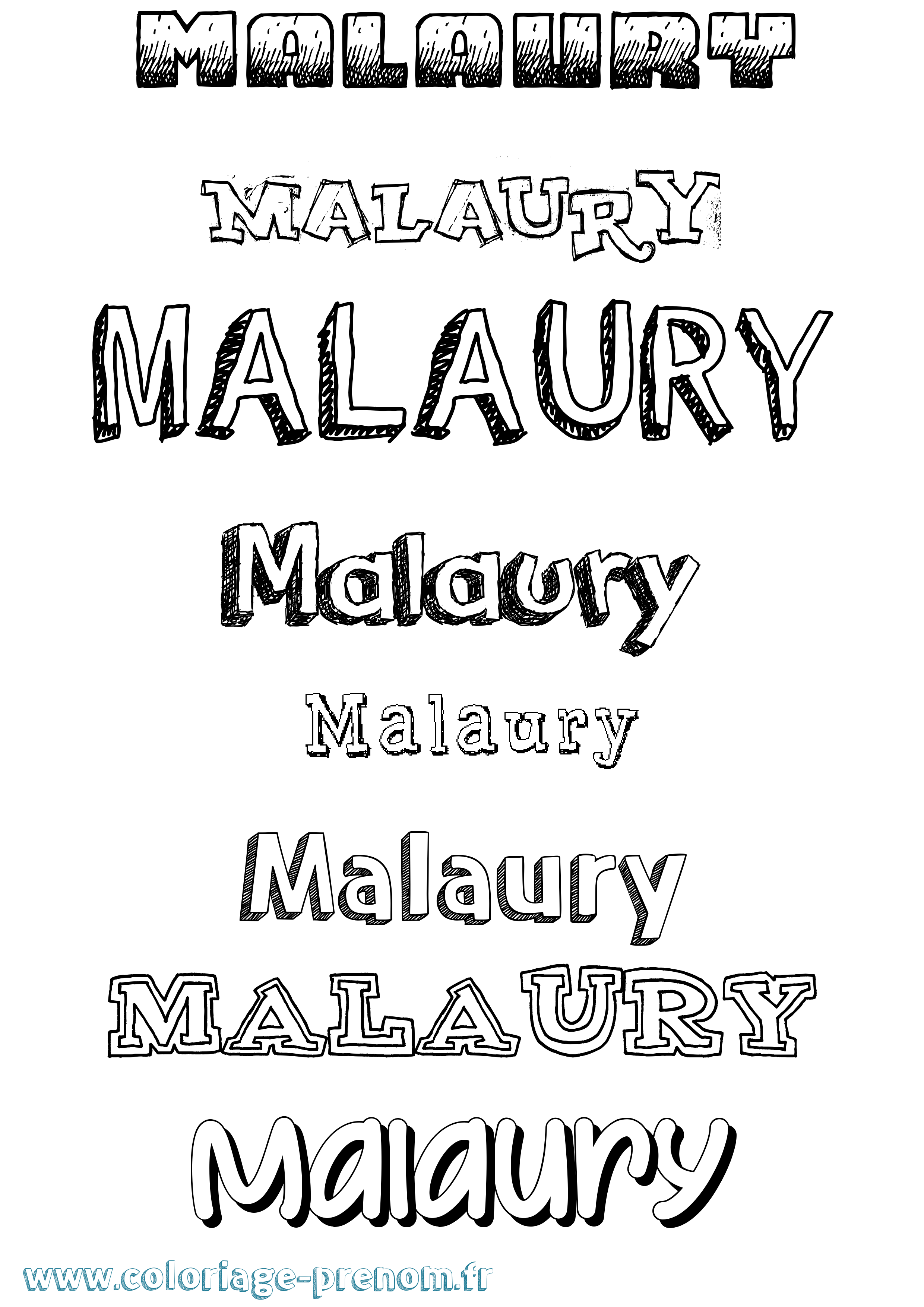 Coloriage Malaury Dessiné Coloriage prénom Malaury Dessiné