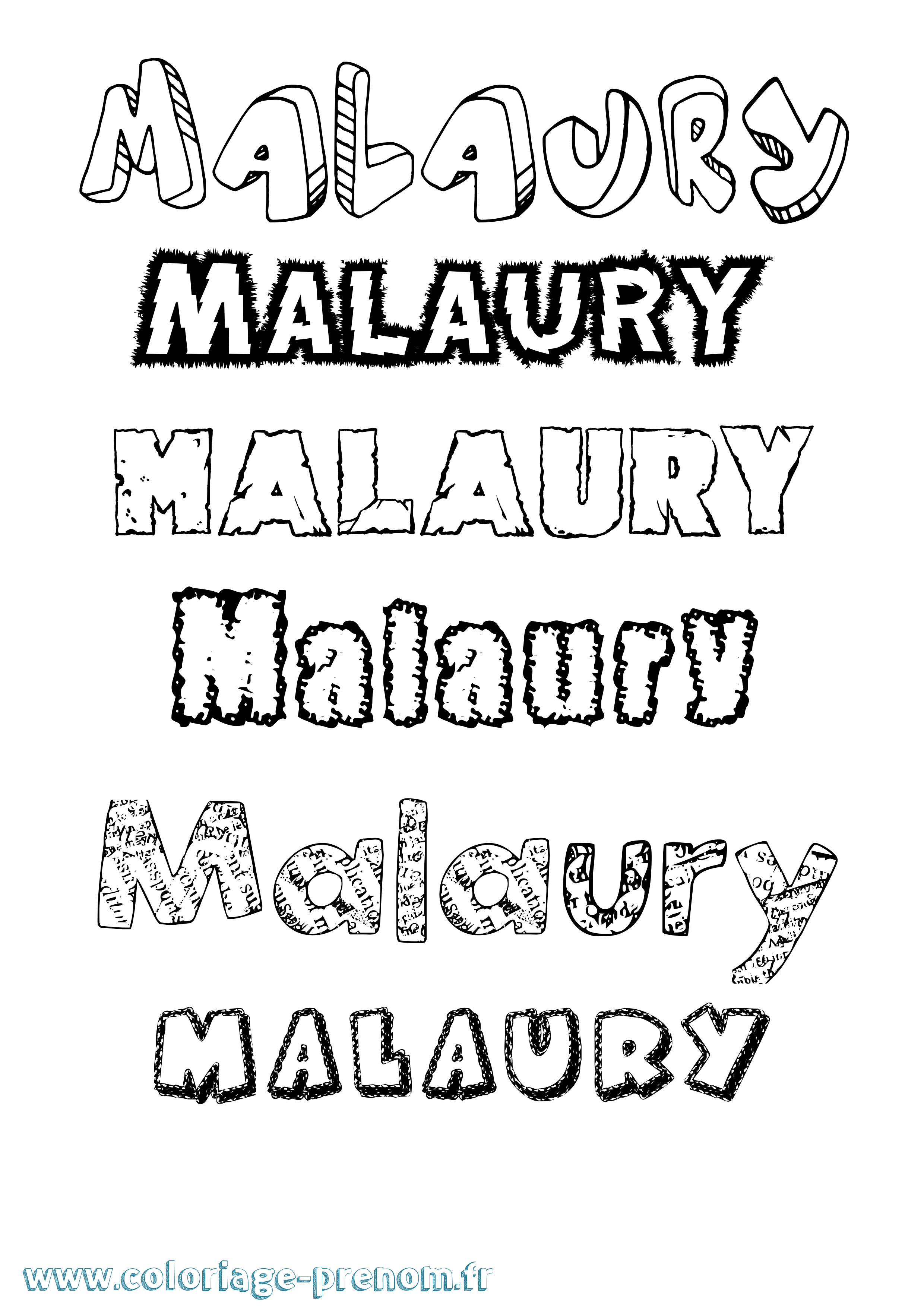 Coloriage Malaury Destructuré Coloriage prénom Malaury Destructuré