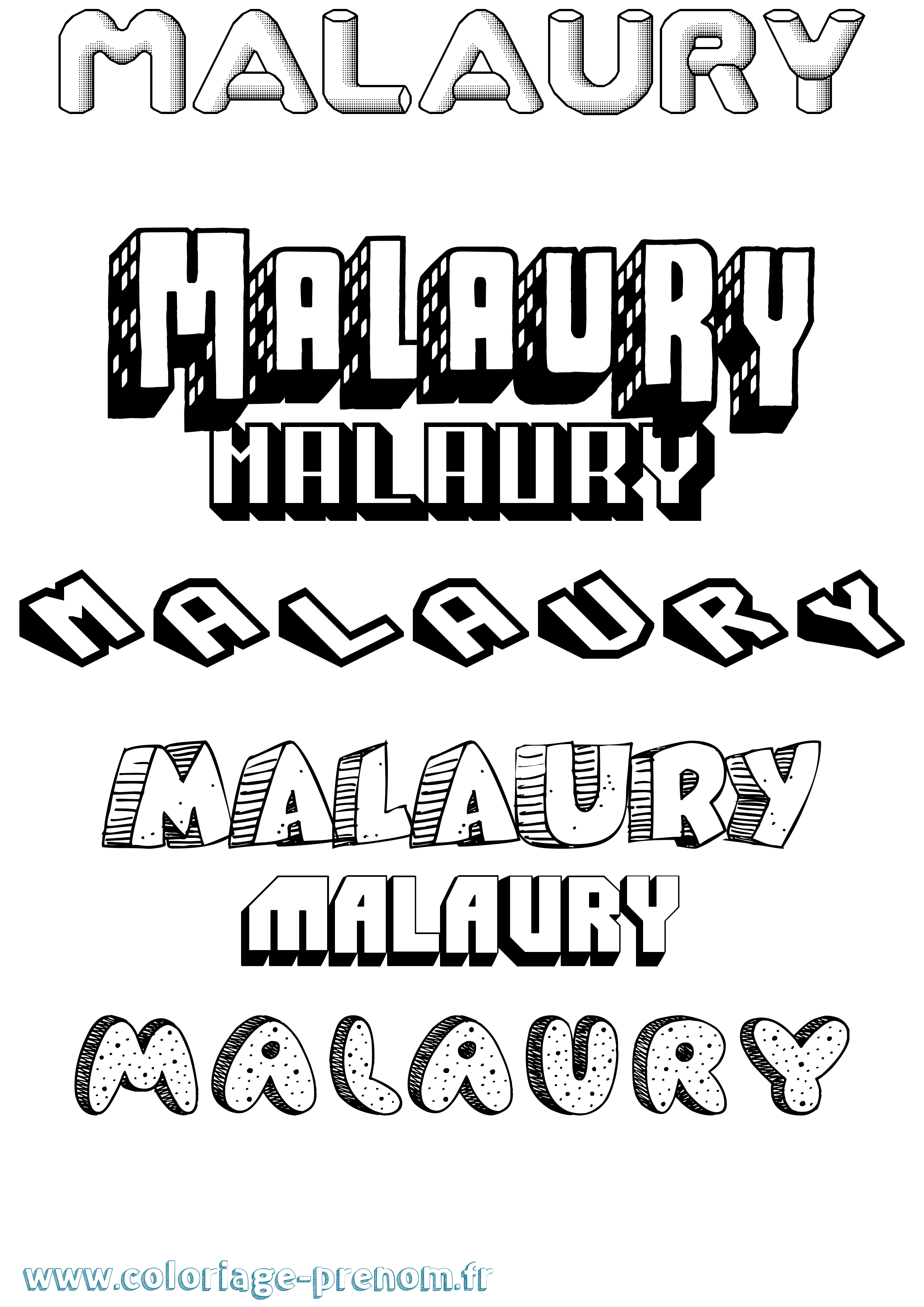 Coloriage Malaury Effet 3D Coloriage prénom Malaury Effet 3D