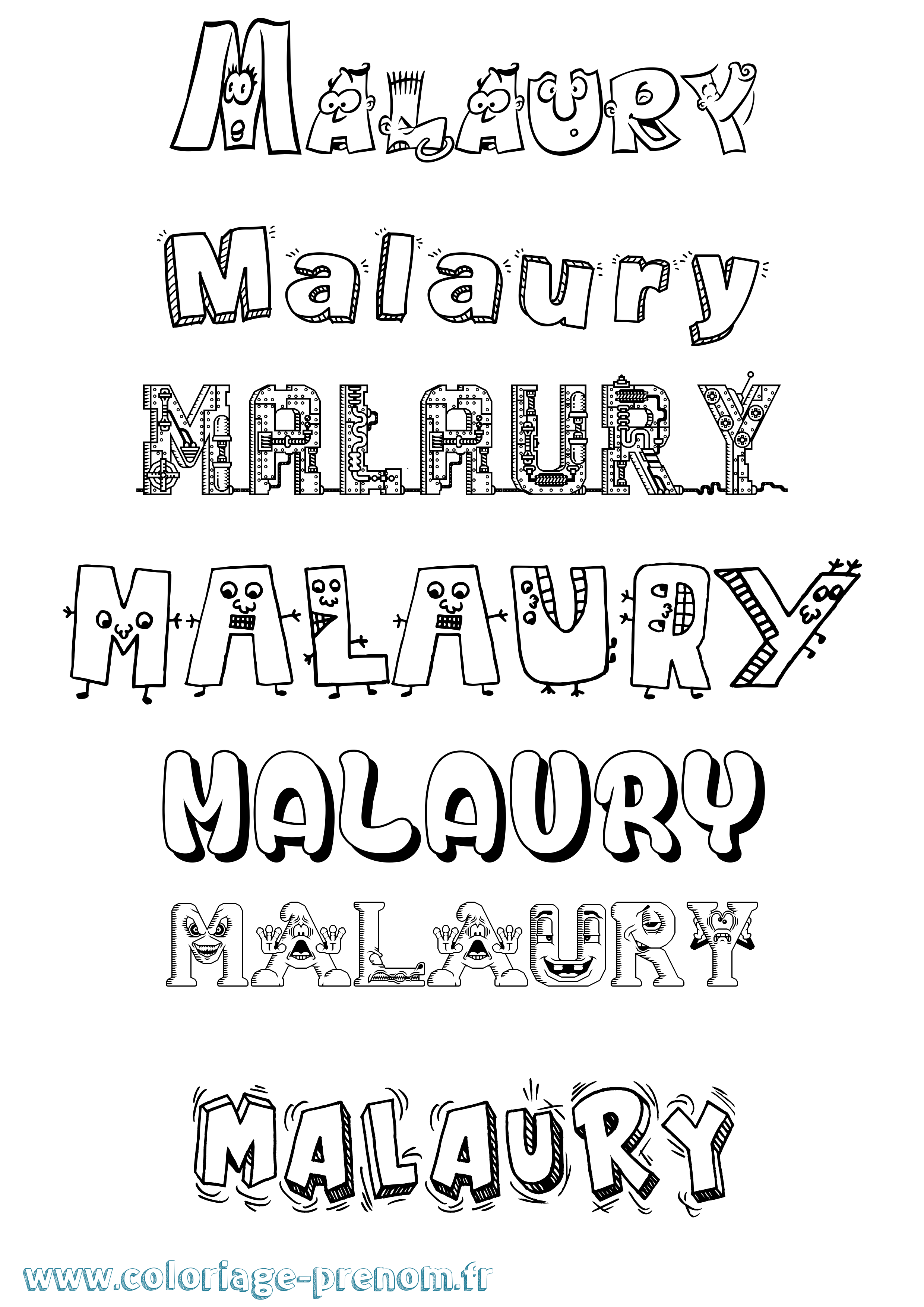 Coloriage Malaury Fun Coloriage prénom Malaury Fun