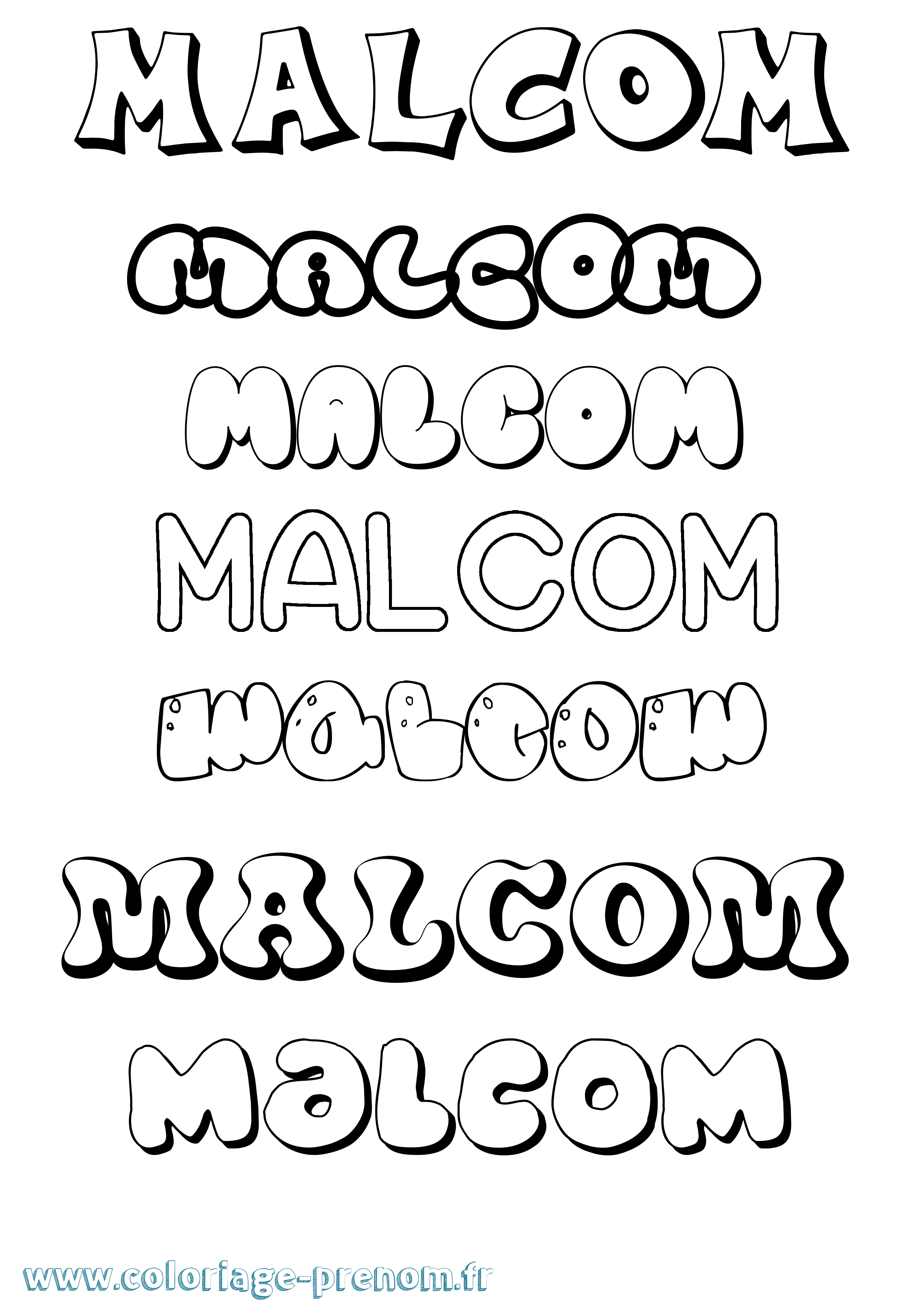 Coloriage Malcom Bubble Coloriage prénom Malcom Bubble
