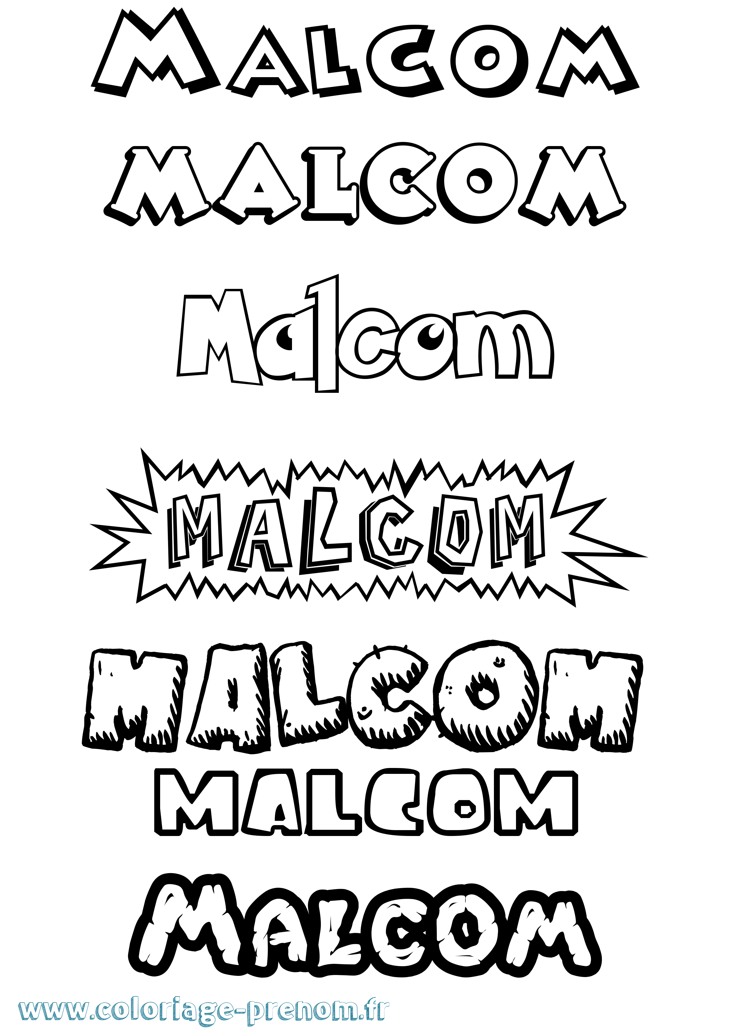 Coloriage Malcom Dessin Animé Coloriage prénom Malcom Dessin Animé