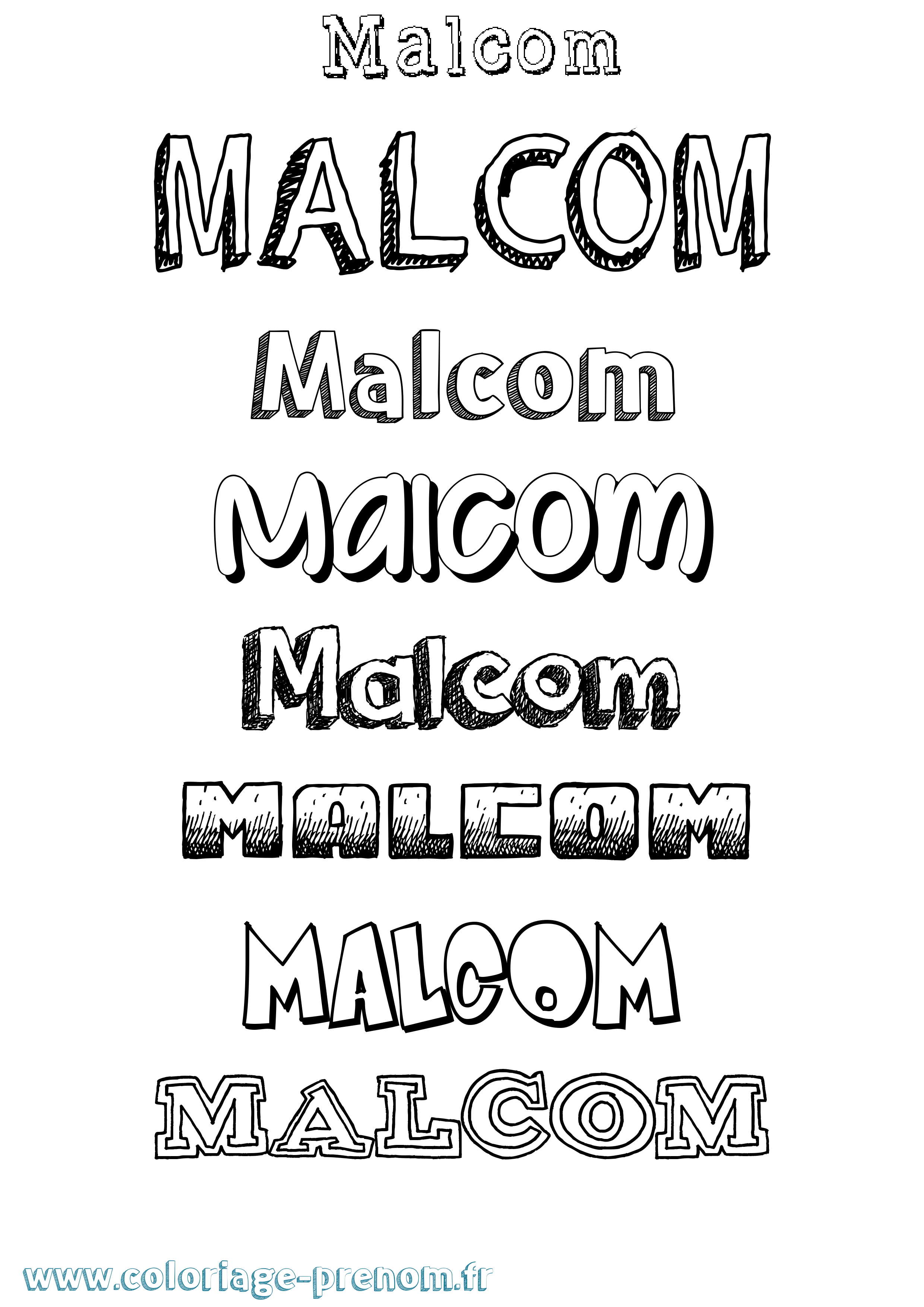 Coloriage Malcom Dessiné Coloriage prénom Malcom Dessiné