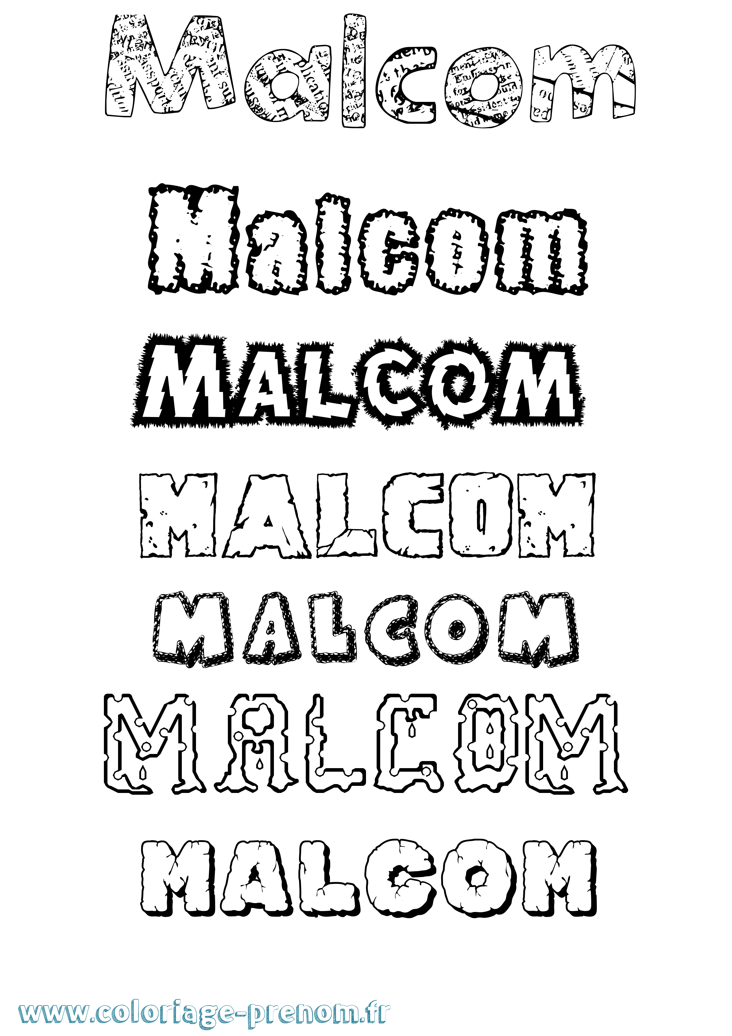 Coloriage Malcom Destructuré Coloriage prénom Malcom Destructuré