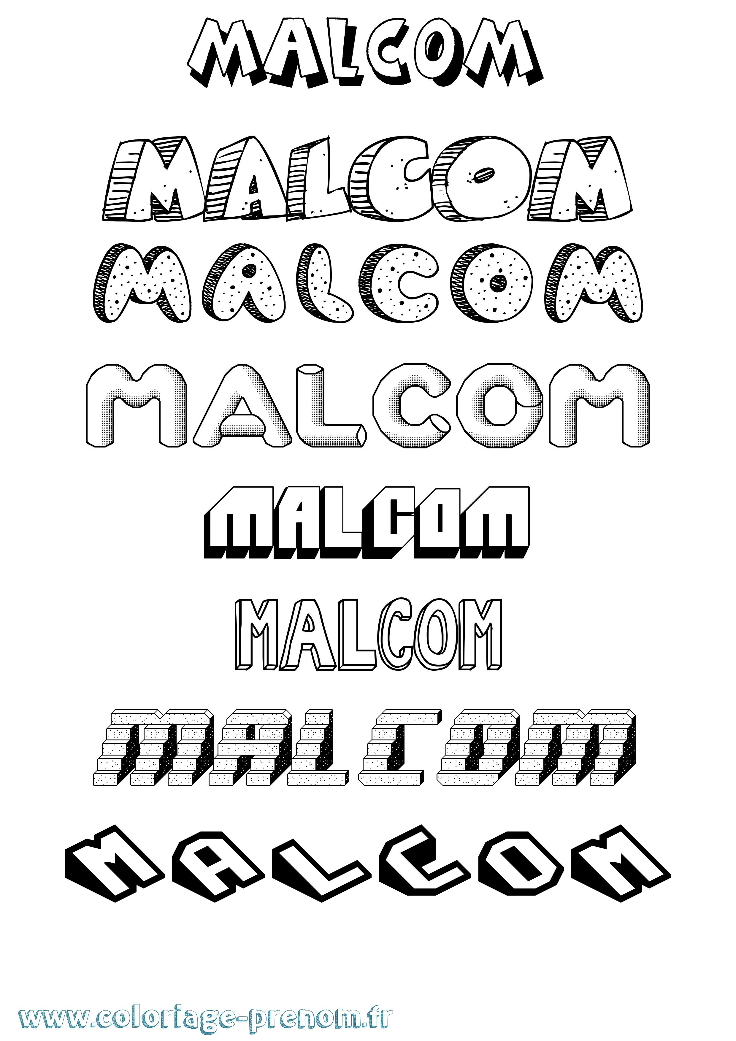 Coloriage Malcom Effet 3D Coloriage prénom Malcom Effet 3D