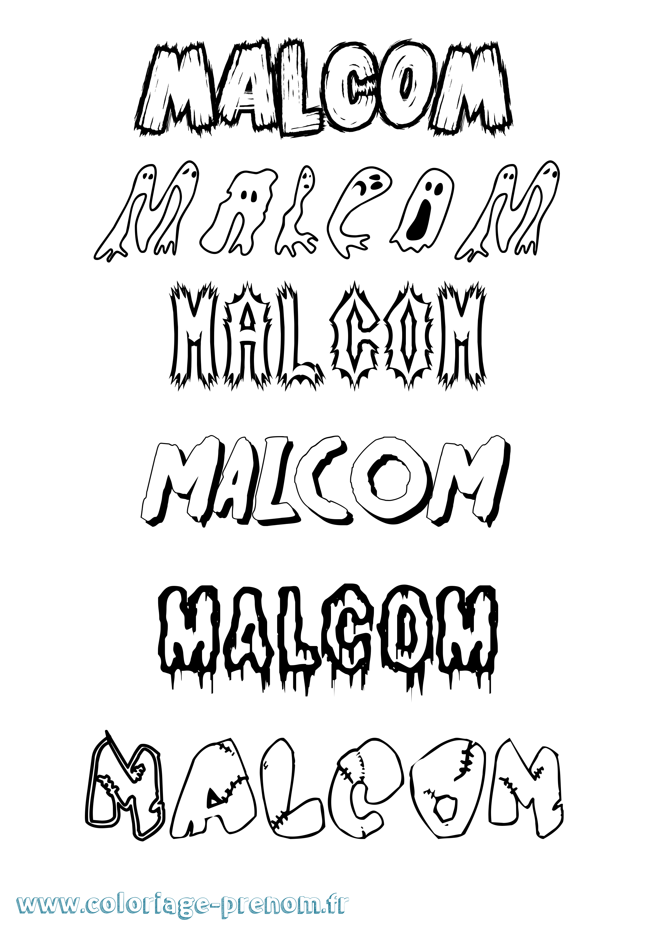 Coloriage Malcom Frisson Coloriage prénom Malcom Frisson