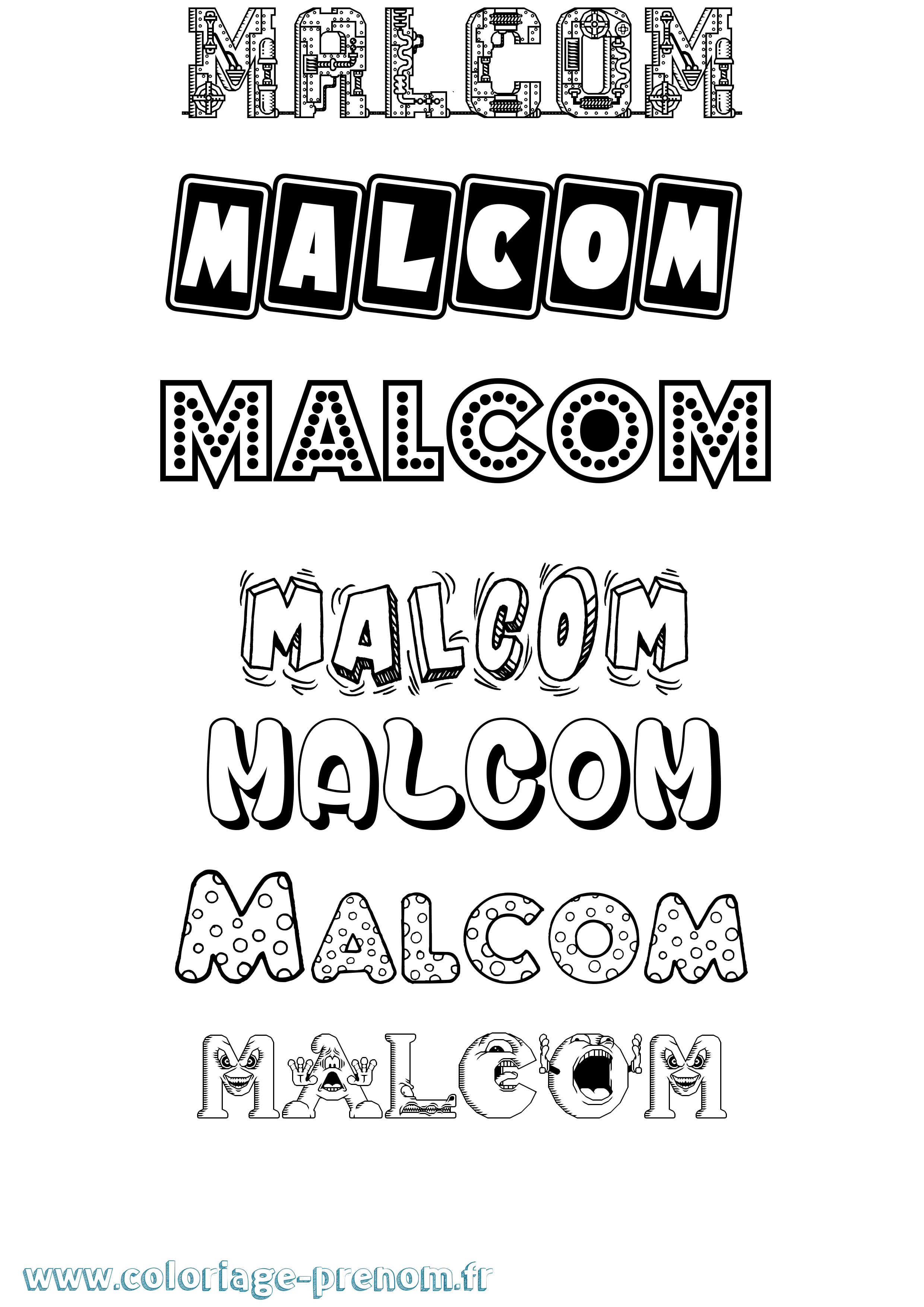 Coloriage Malcom Fun Coloriage prénom Malcom Fun