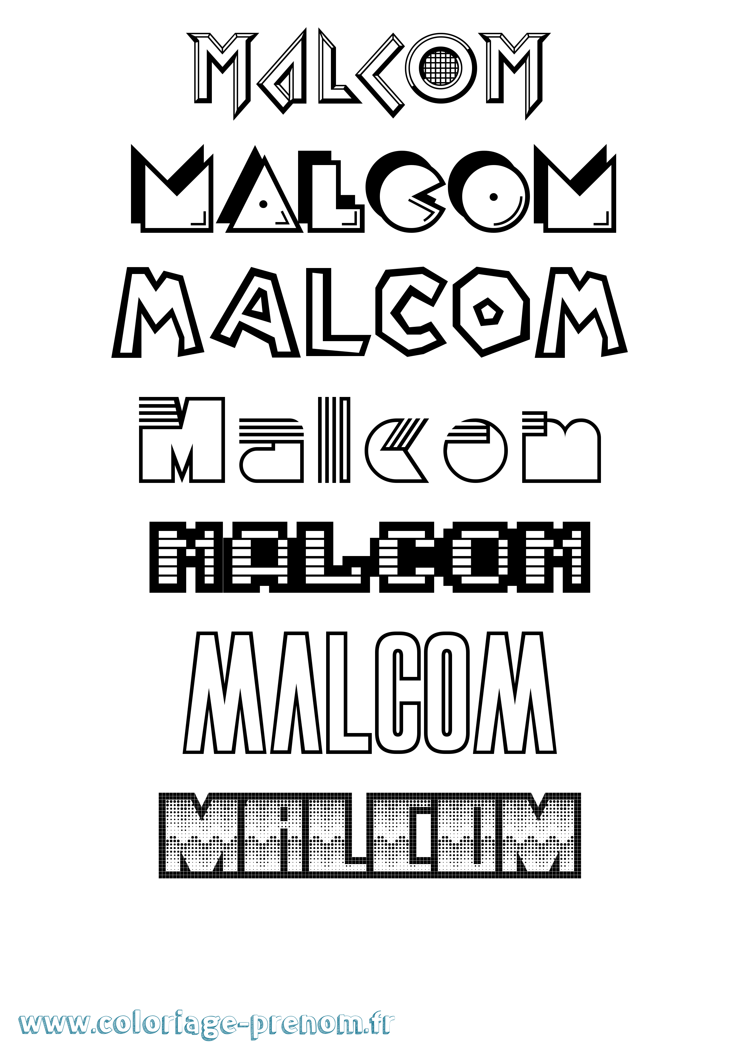 Coloriage Malcom Jeux Vidéos Coloriage prénom Malcom Jeux Vidéos