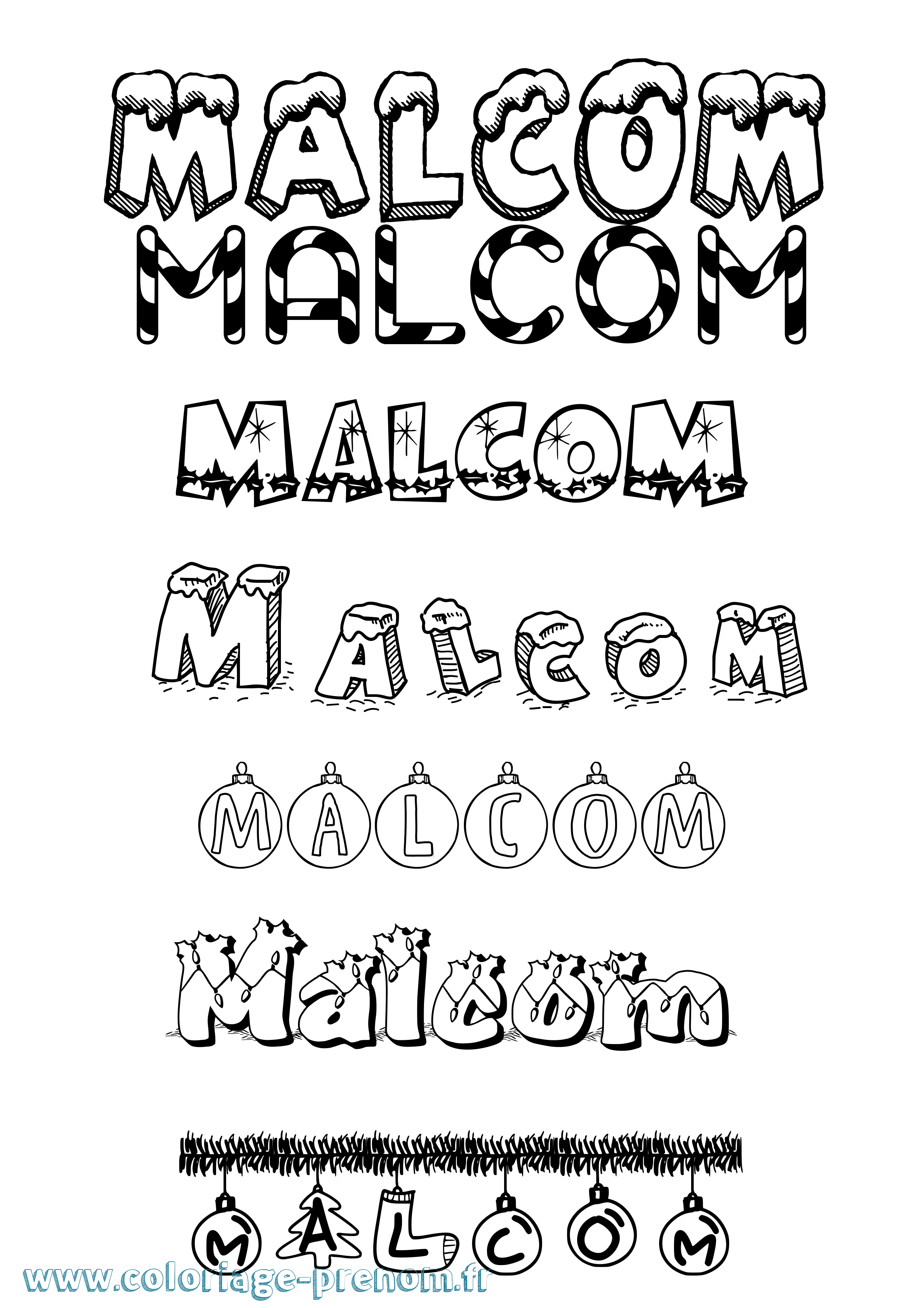 Coloriage Malcom Noël Coloriage prénom Malcom Noël