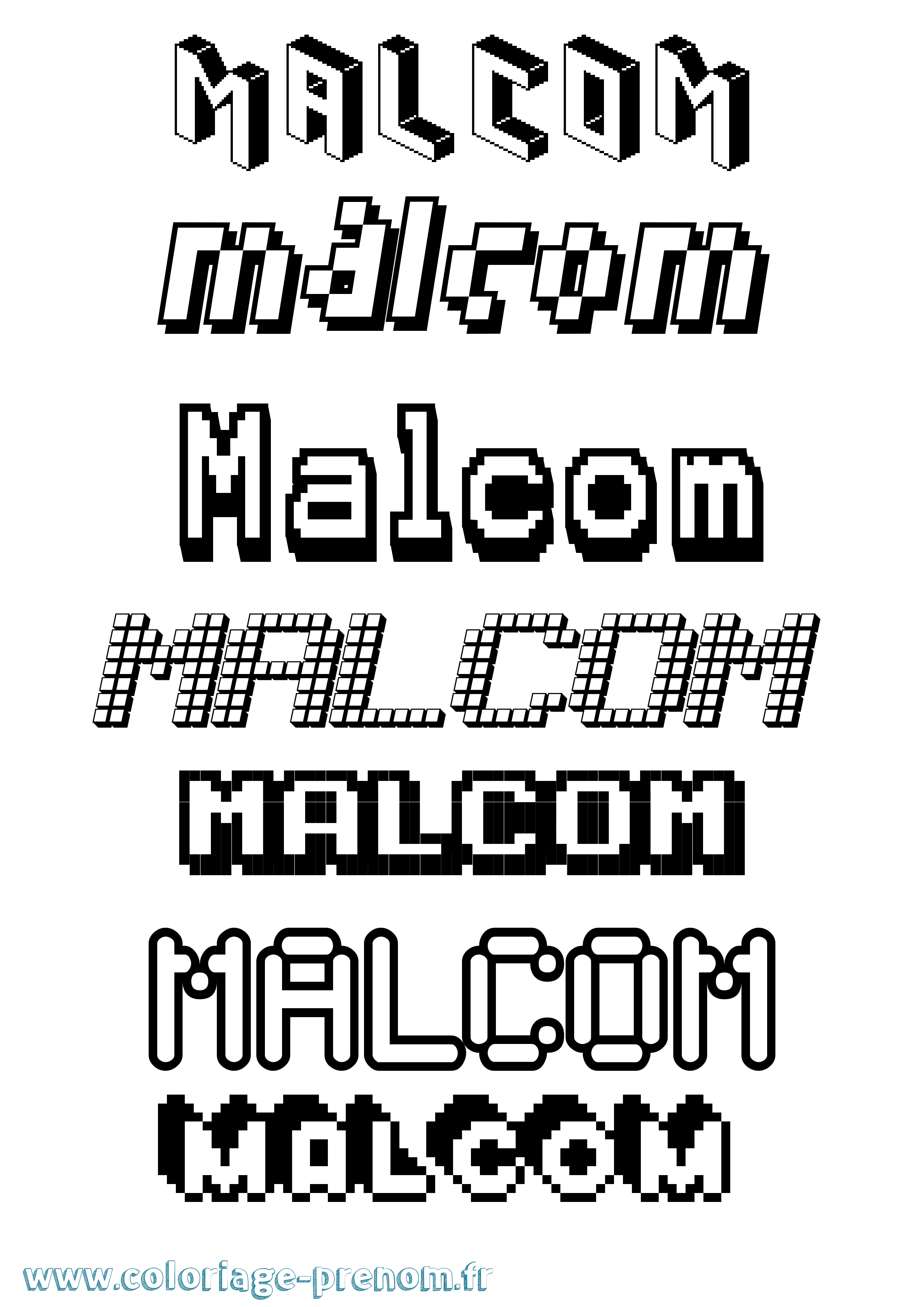 Coloriage Malcom Pixel Coloriage prénom Malcom Pixel