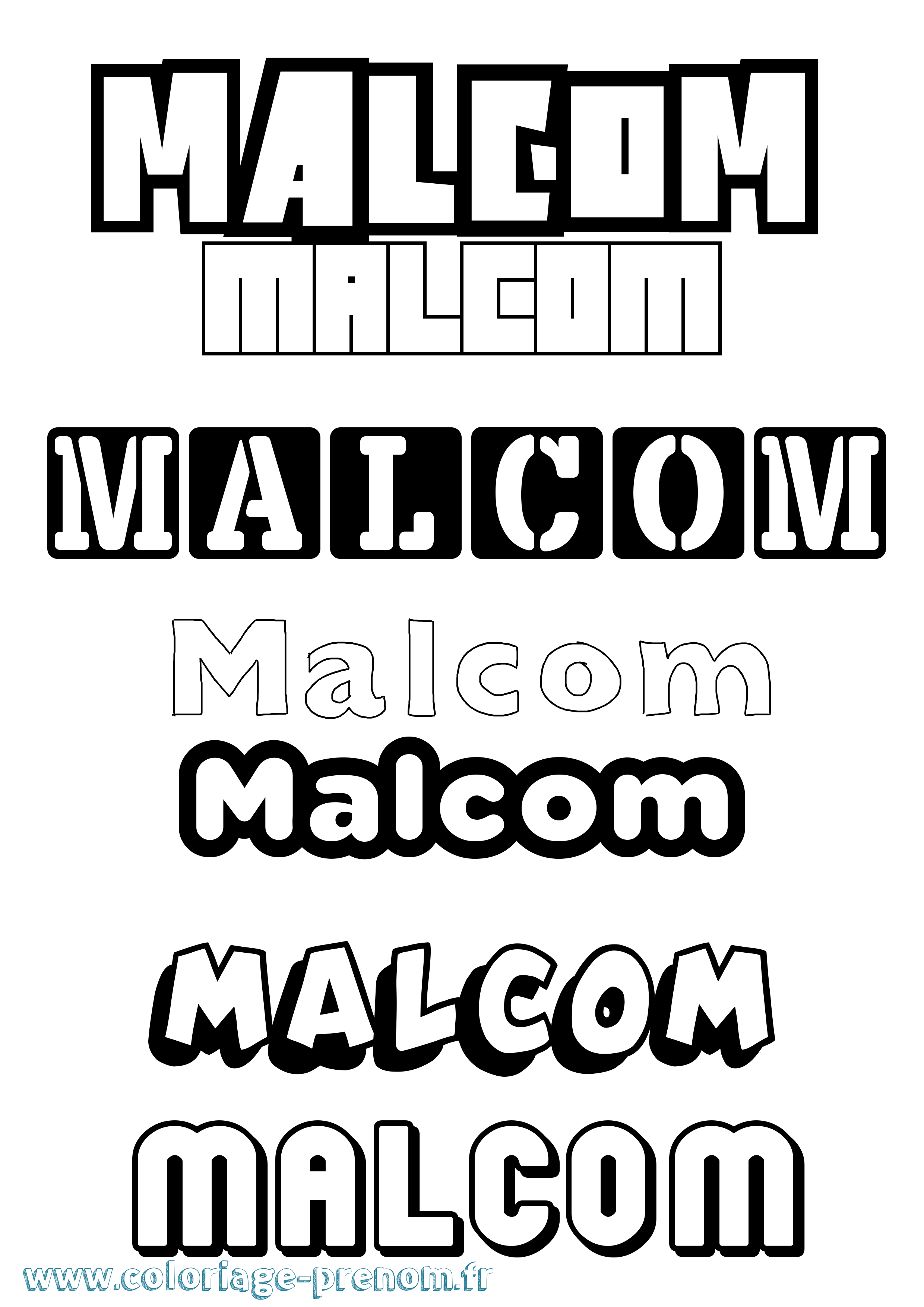 Coloriage Malcom Simple Coloriage prénom Malcom Simple