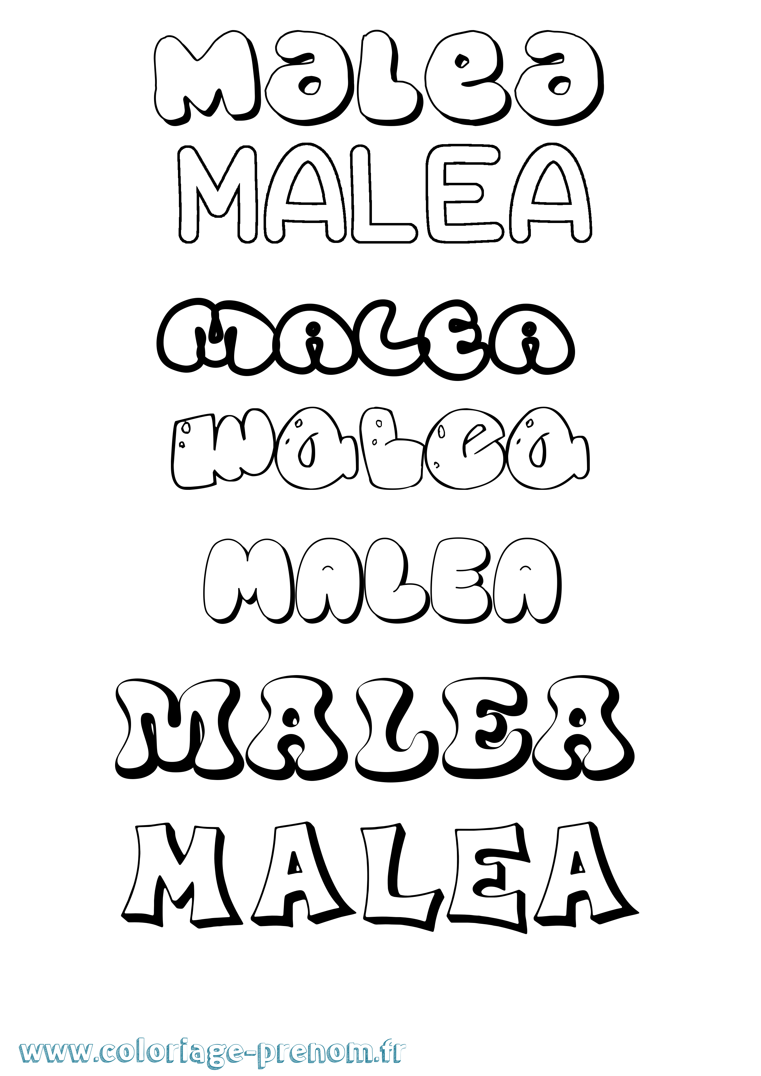Coloriage Malea Bubble Coloriage prénom Malea Bubble