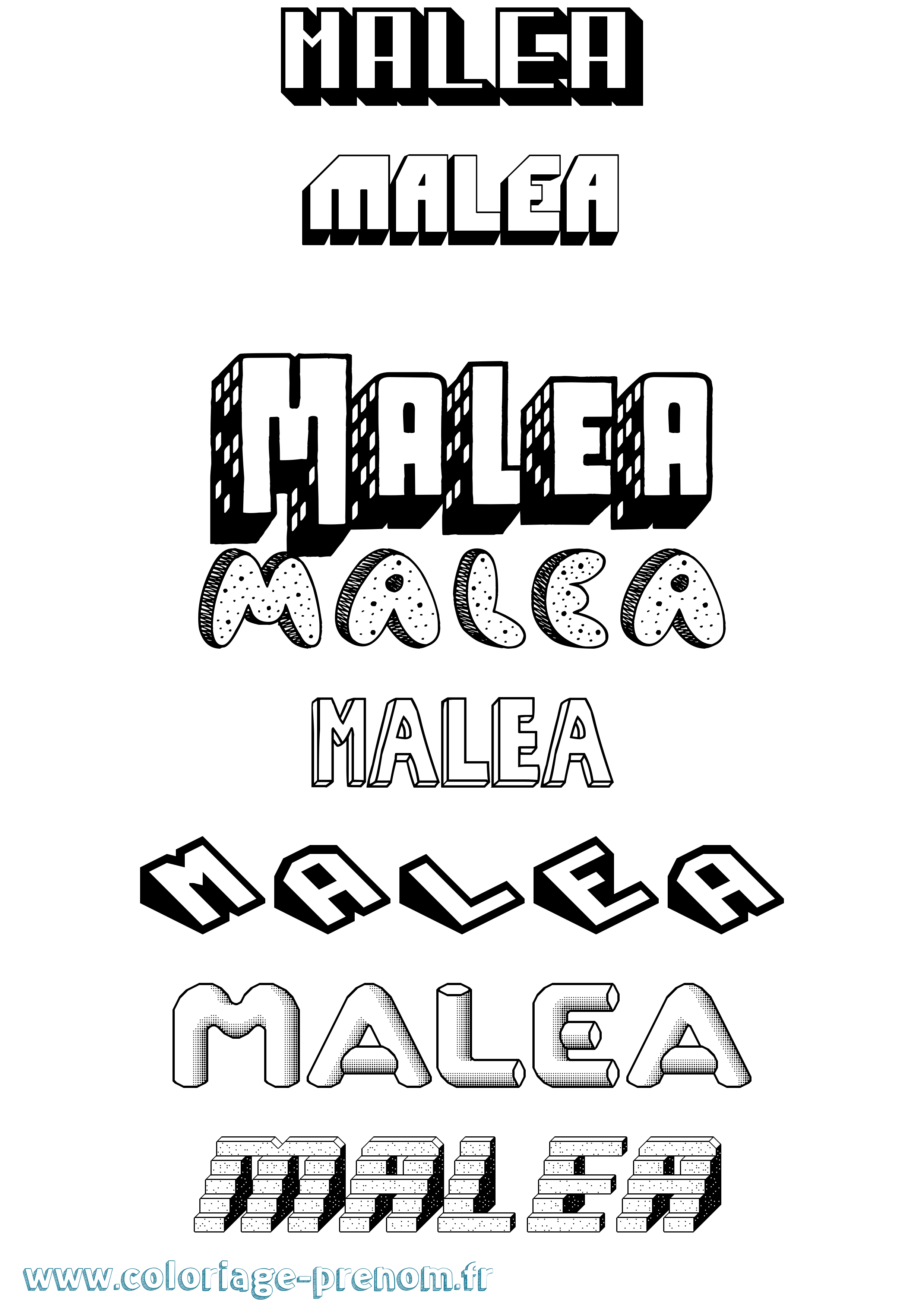 Coloriage Malea Effet 3D Coloriage prénom Malea Effet 3D