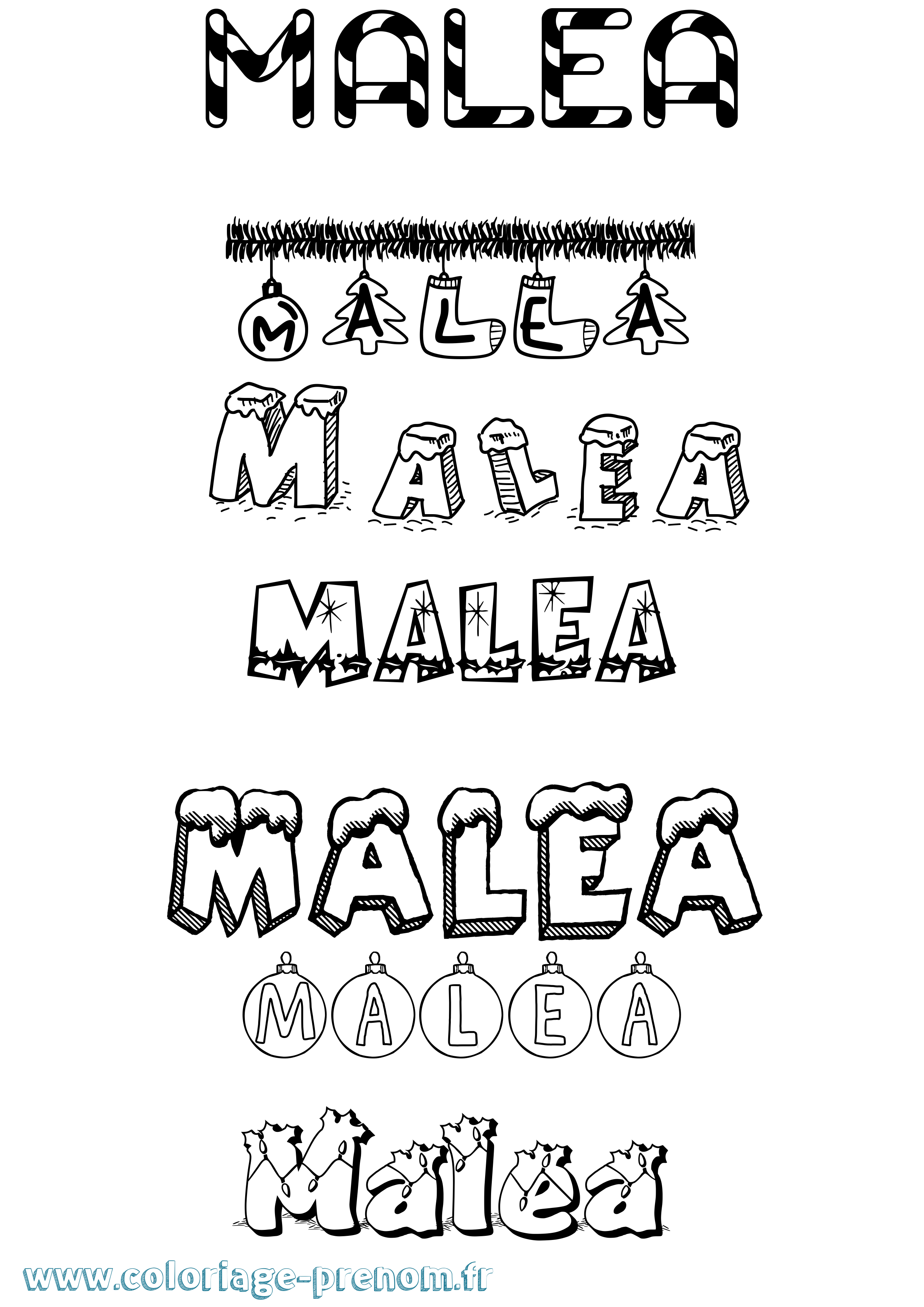 Coloriage Malea Noël Coloriage prénom Malea Noël