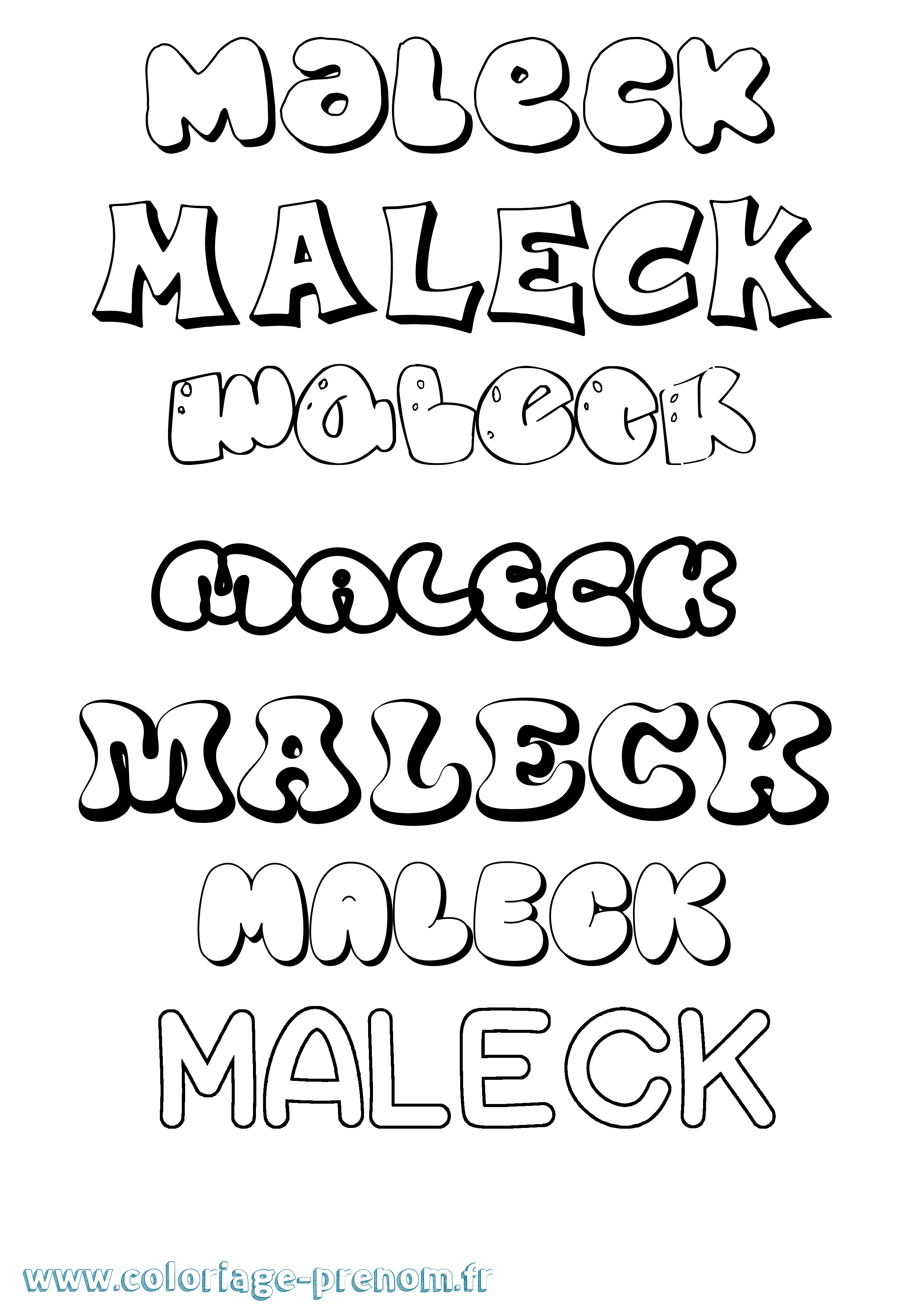 Coloriage Maleck Bubble Coloriage prénom Maleck Bubble