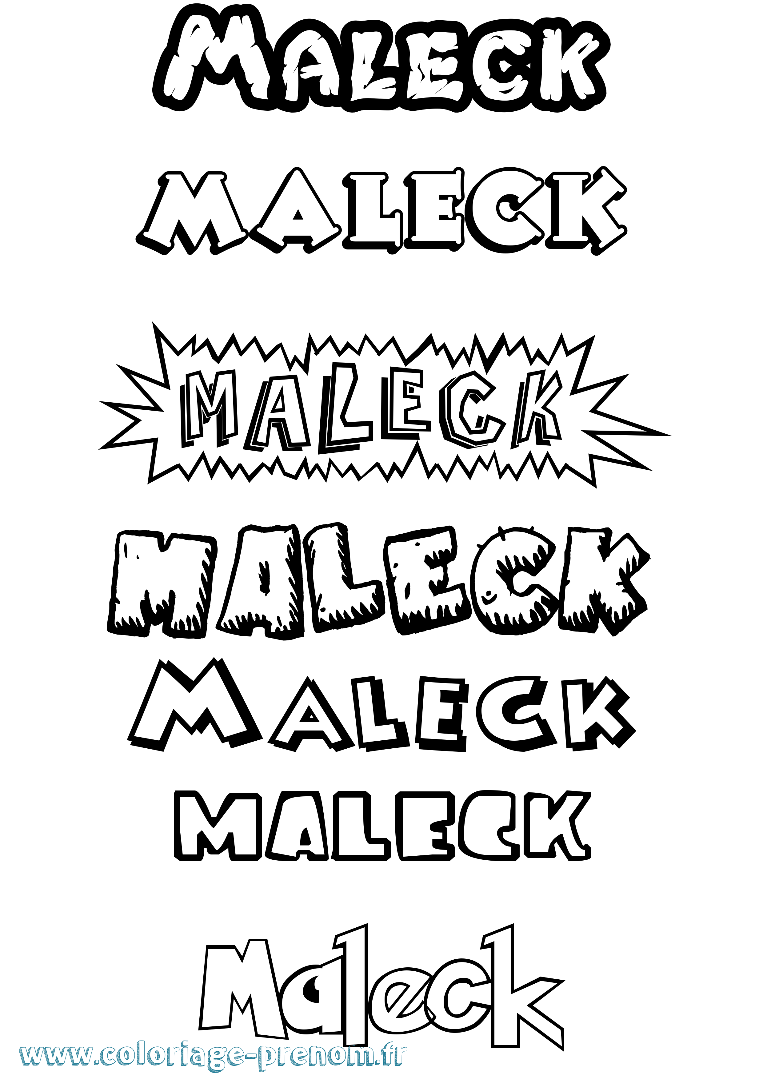 Coloriage Maleck Dessin Animé Coloriage prénom Maleck Dessin Animé