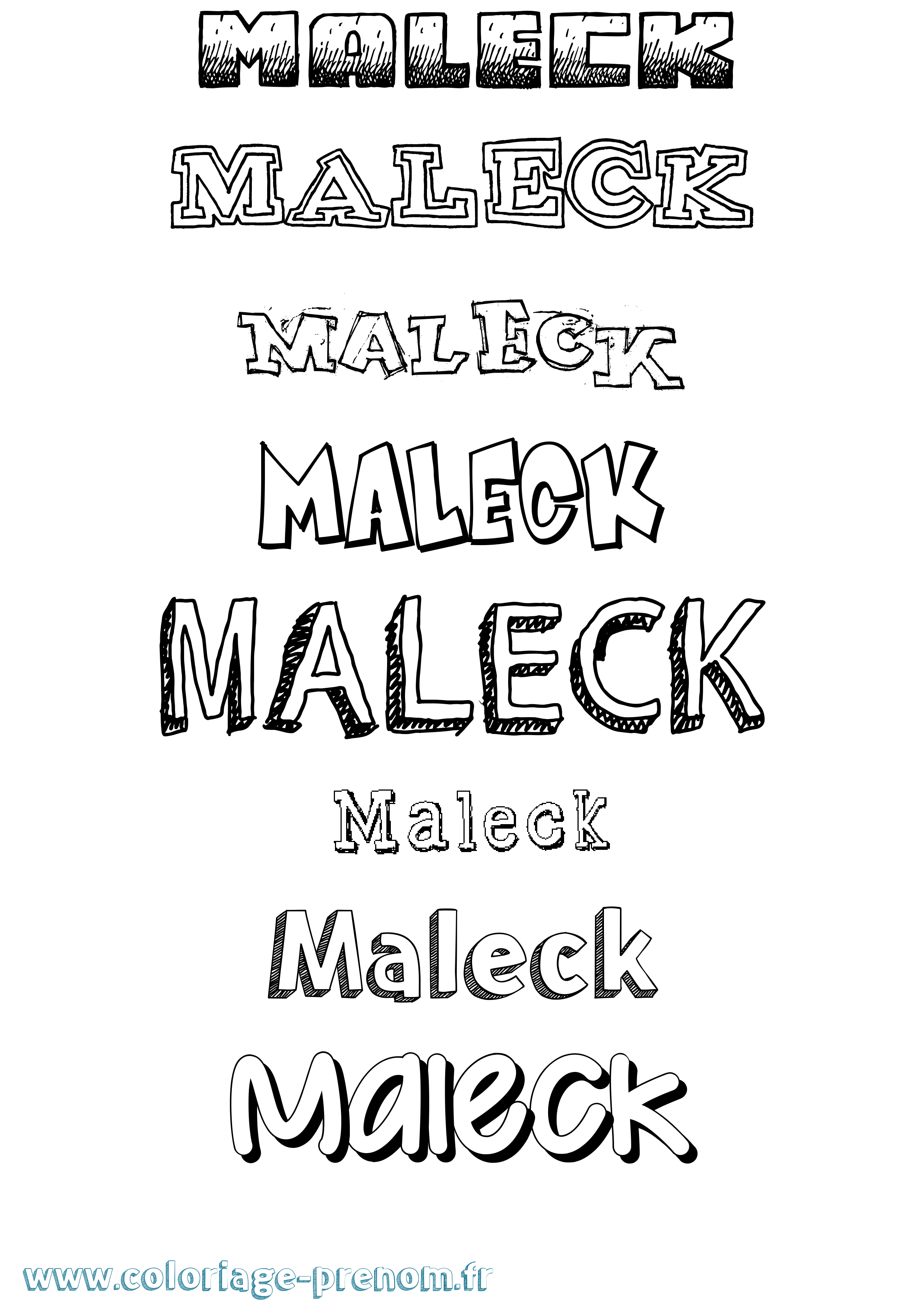 Coloriage Maleck Dessiné Coloriage prénom Maleck Dessiné