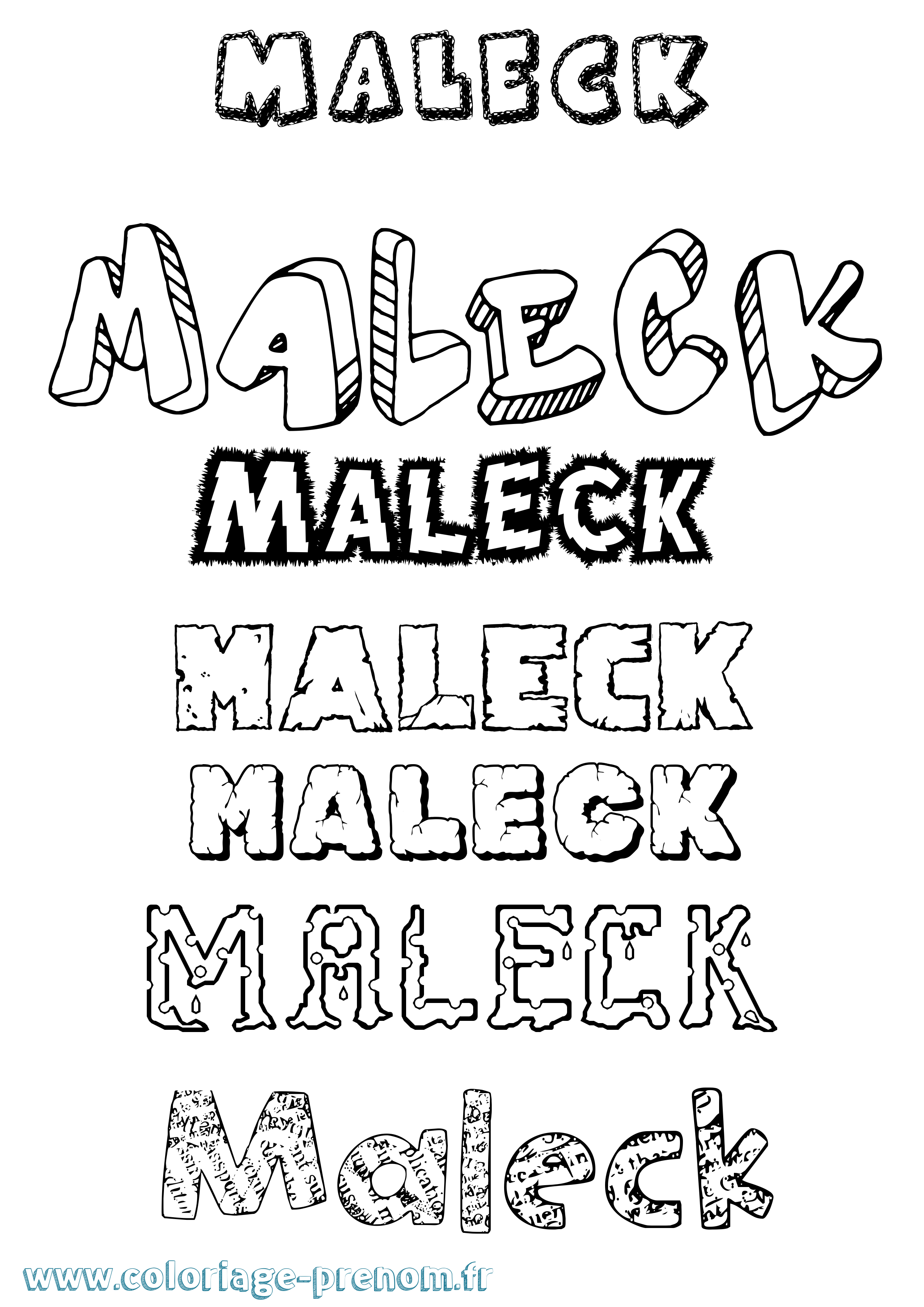 Coloriage Maleck Destructuré Coloriage prénom Maleck Destructuré