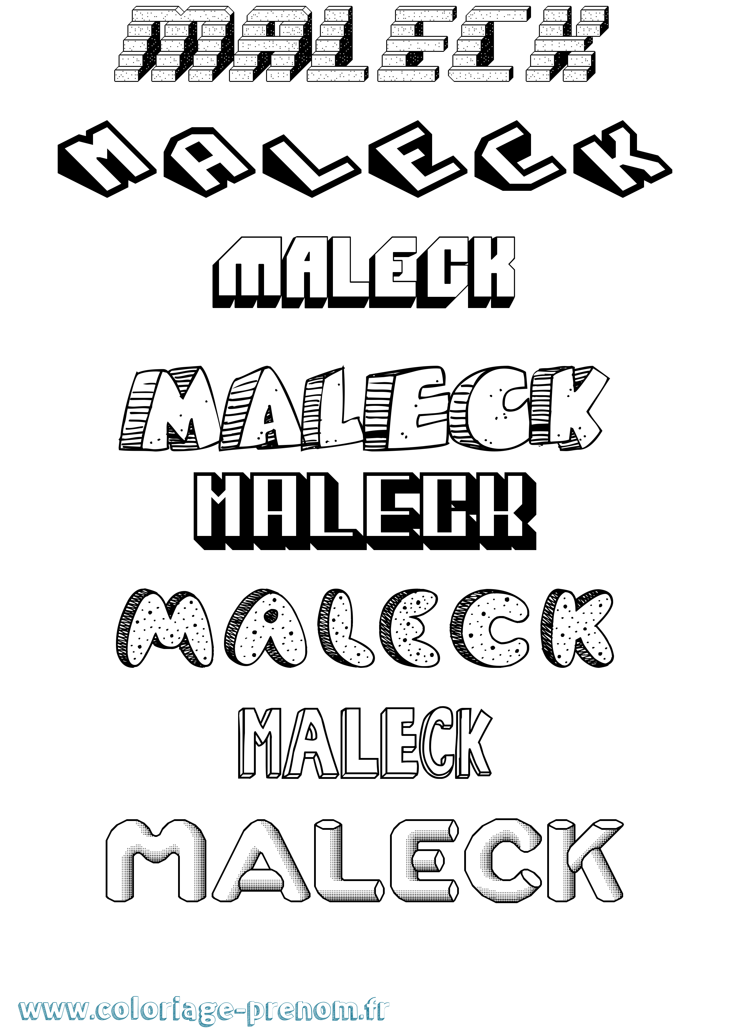 Coloriage Maleck Effet 3D Coloriage prénom Maleck Effet 3D