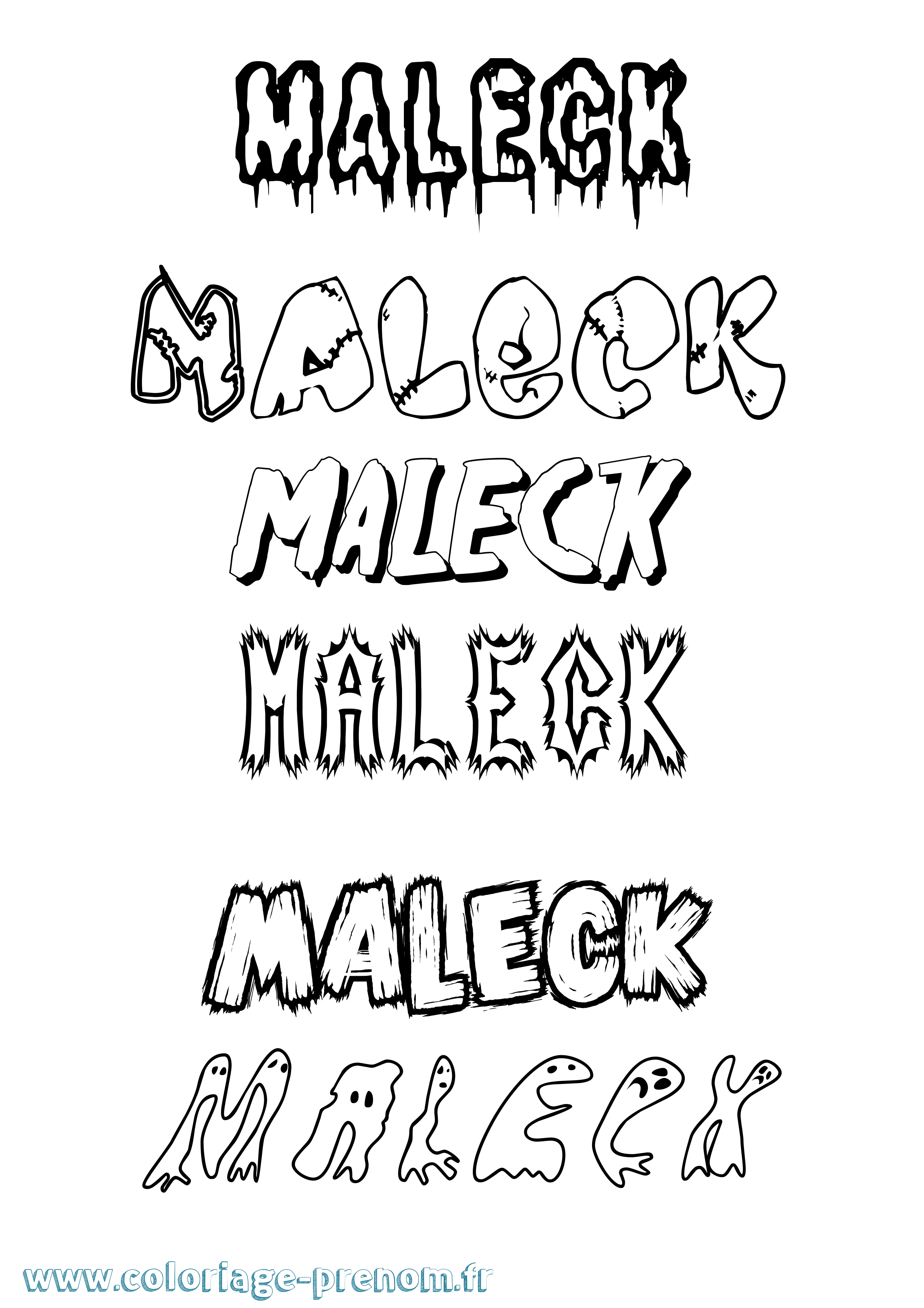 Coloriage Maleck Frisson Coloriage prénom Maleck Frisson