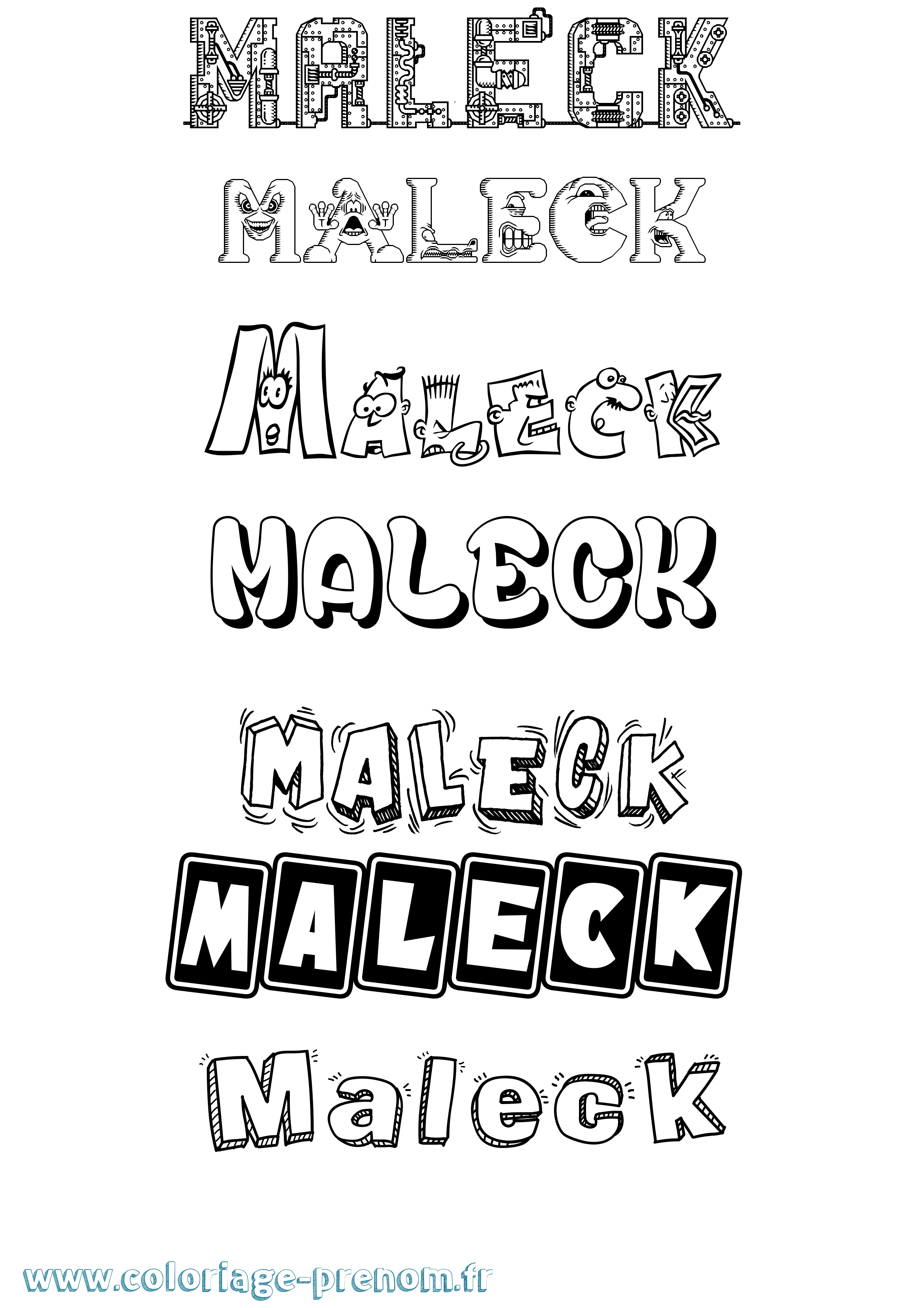 Coloriage Maleck Fun Coloriage prénom Maleck Fun