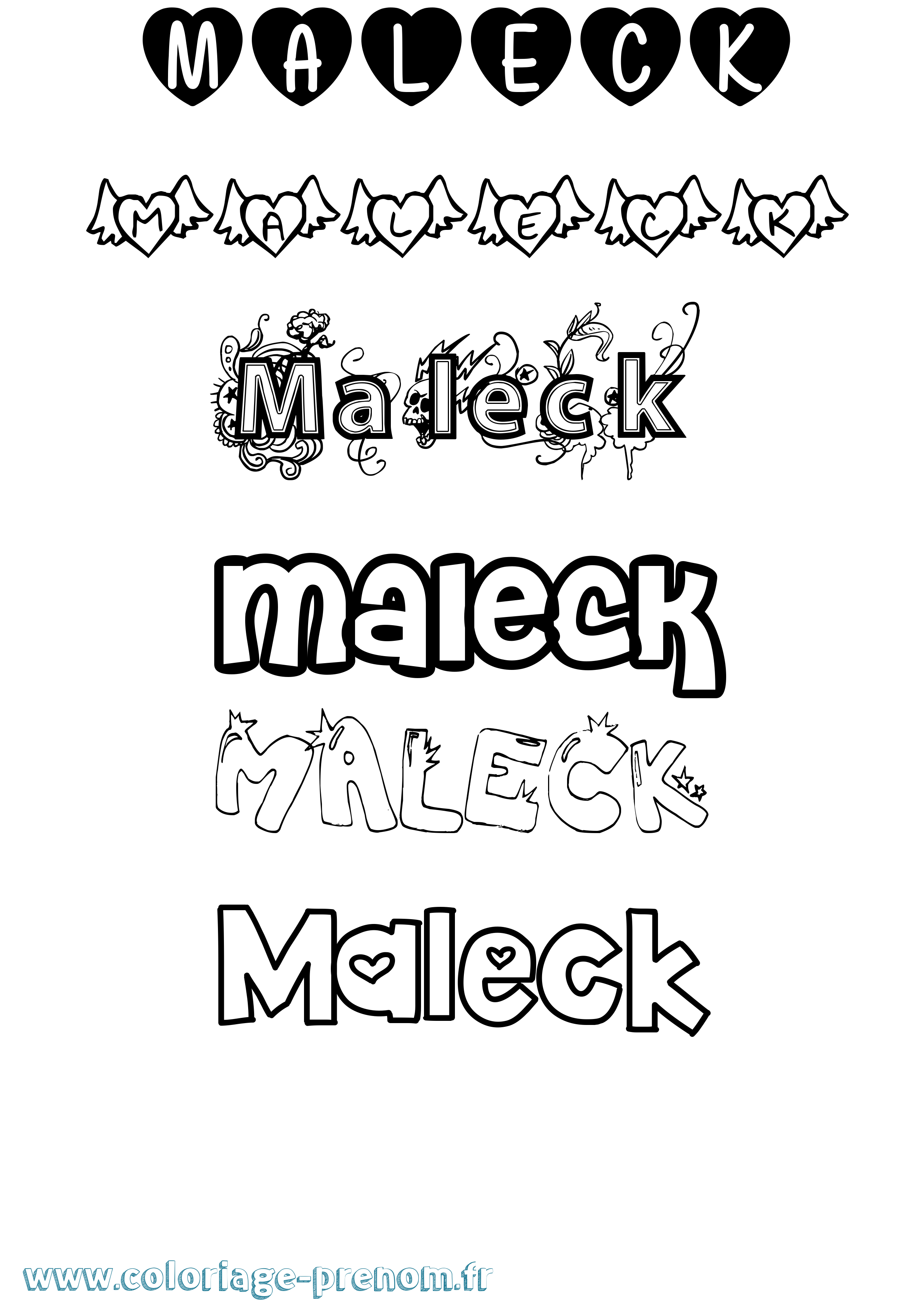 Coloriage Maleck Girly Coloriage prénom Maleck Girly