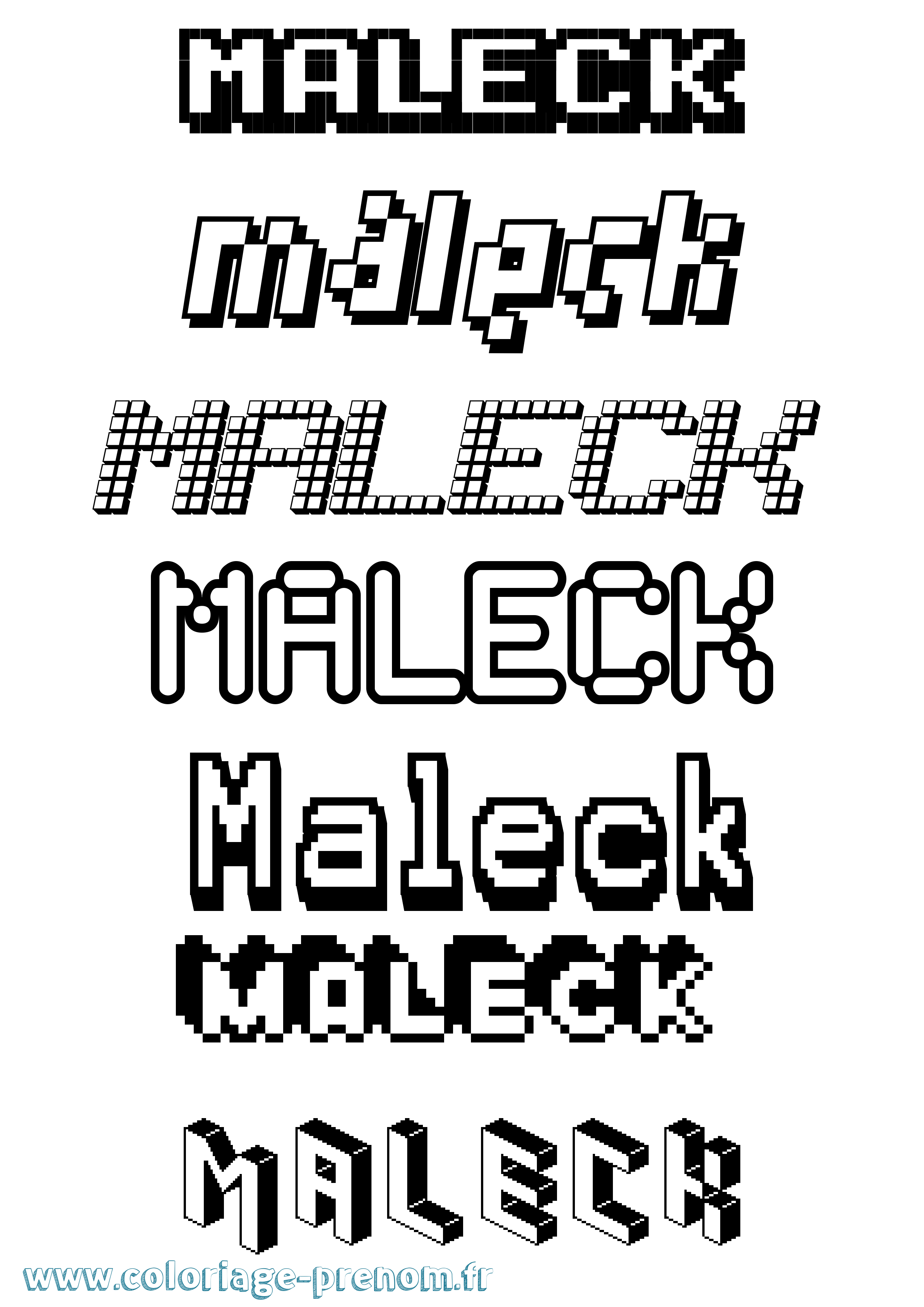Coloriage Maleck Pixel Coloriage prénom Maleck Pixel