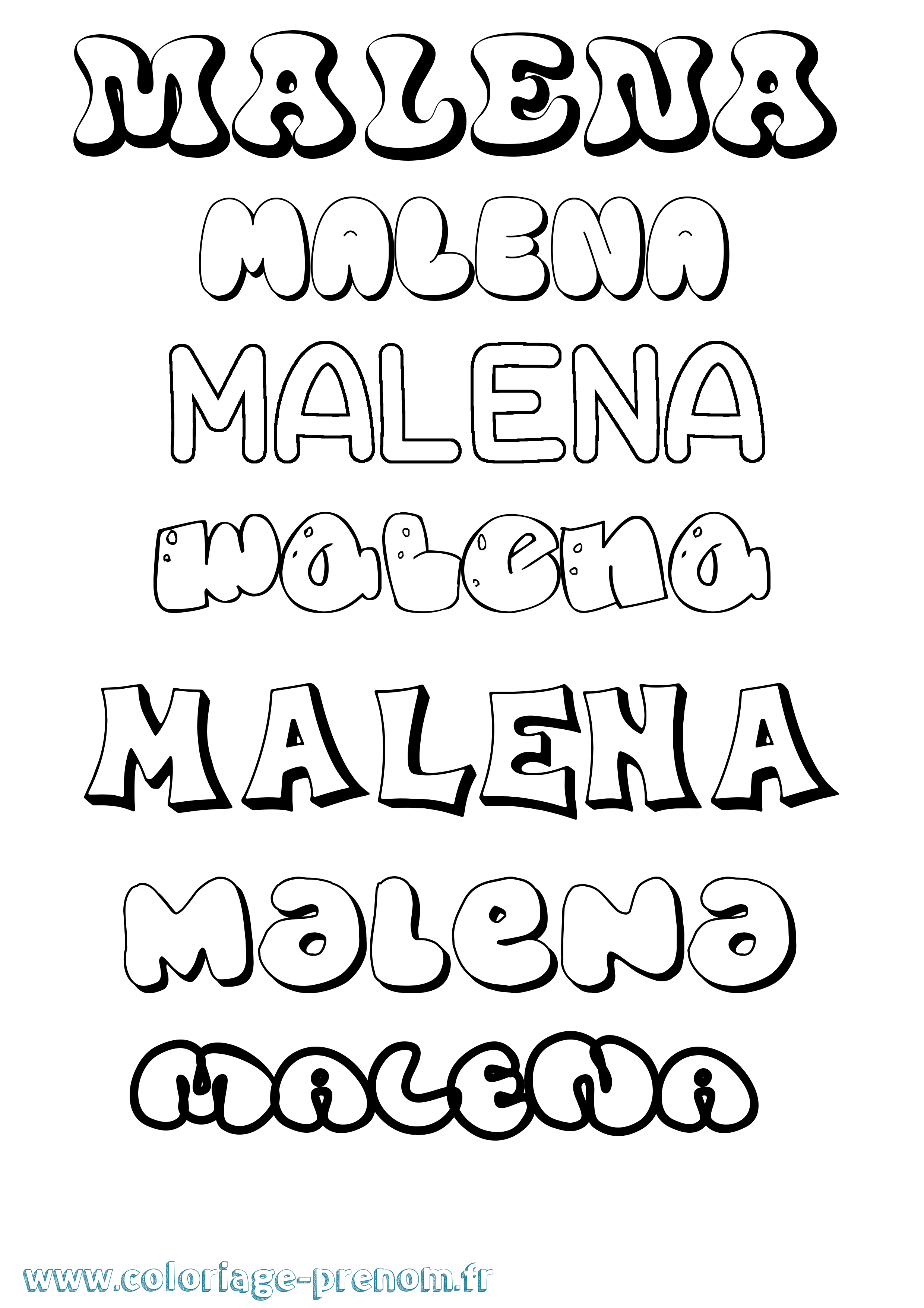 Coloriage Malena Bubble Coloriage prénom Malena Bubble