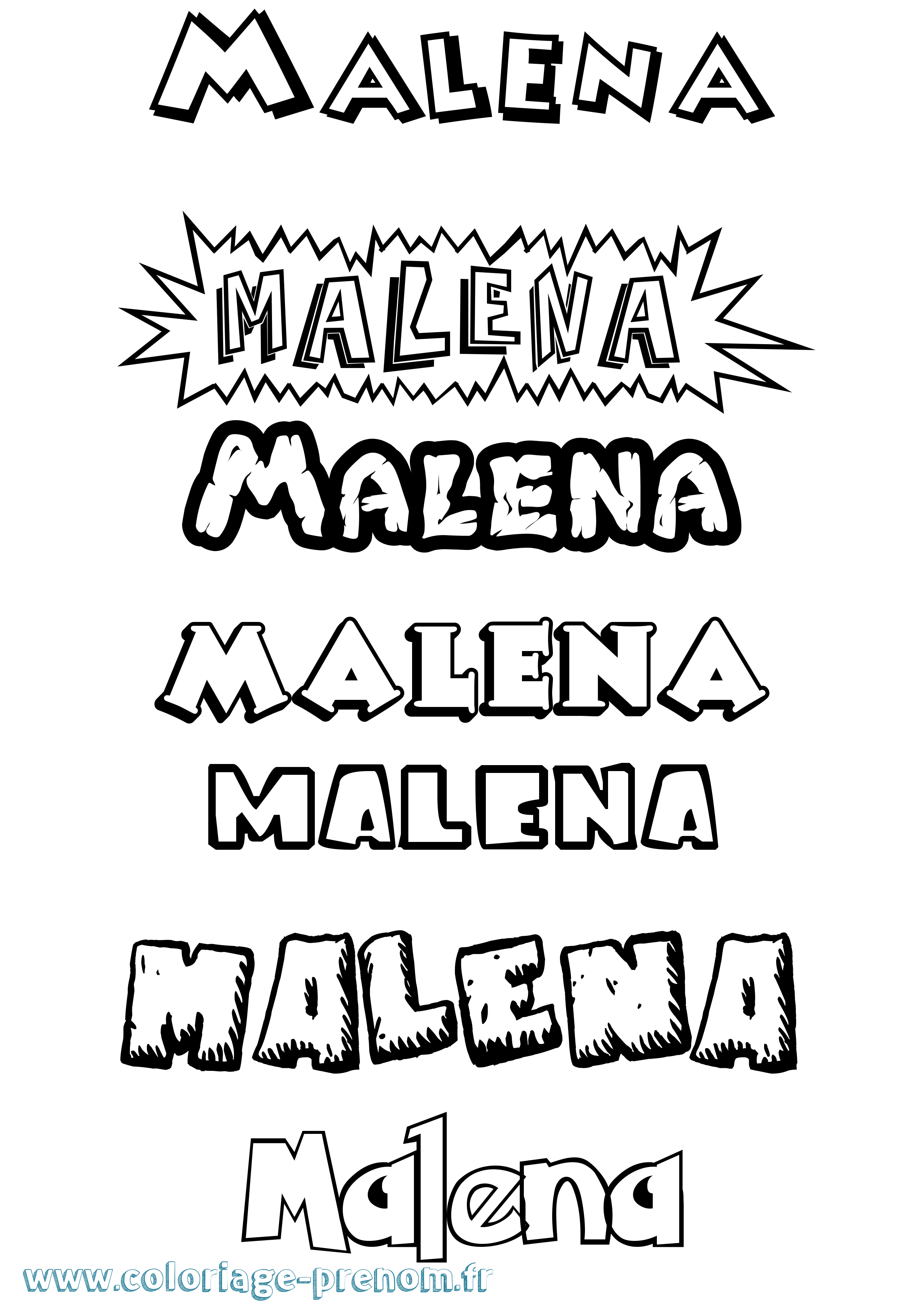 Coloriage Malena Dessin Animé Coloriage prénom Malena Dessin Animé