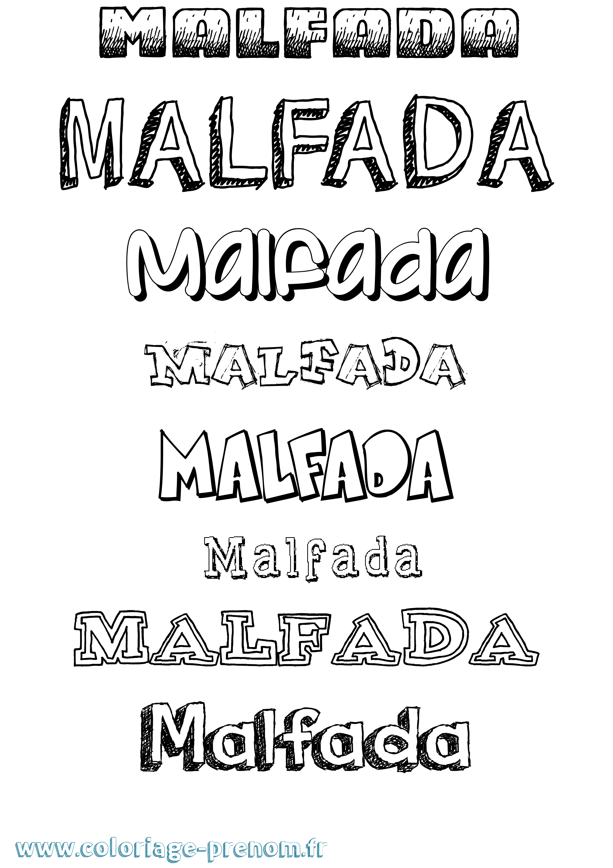 Coloriage Malfada Dessiné Coloriage prénom Malfada Dessiné
