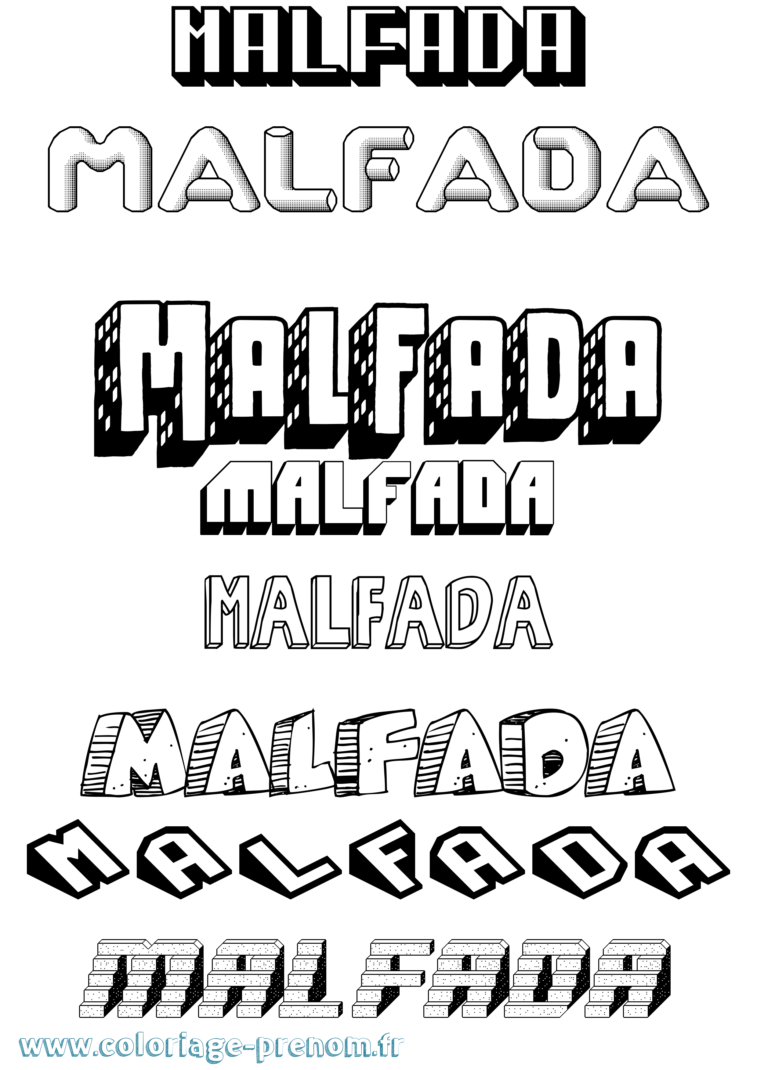 Coloriage Malfada Effet 3D Coloriage prénom Malfada Effet 3D