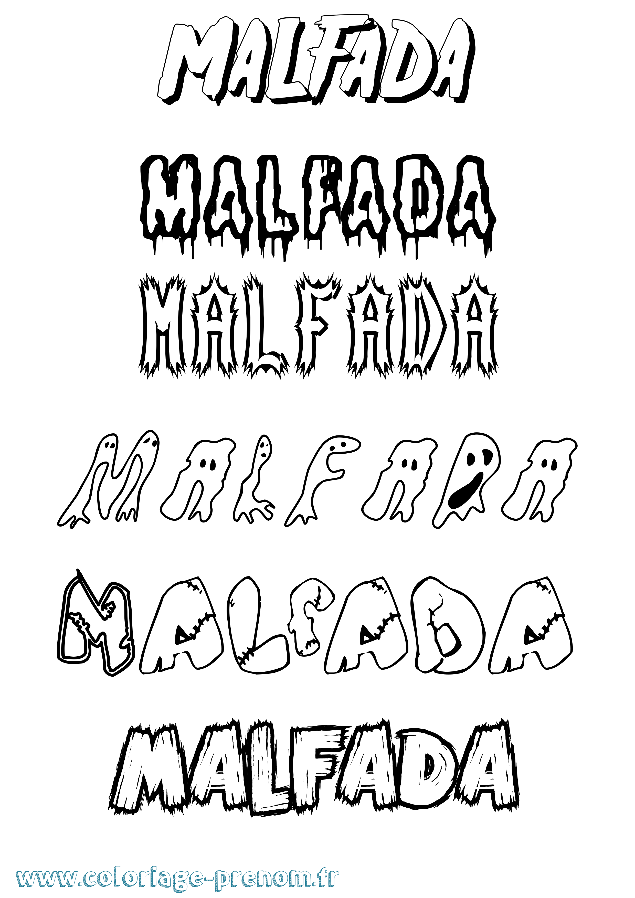 Coloriage Malfada Frisson Coloriage prénom Malfada Frisson