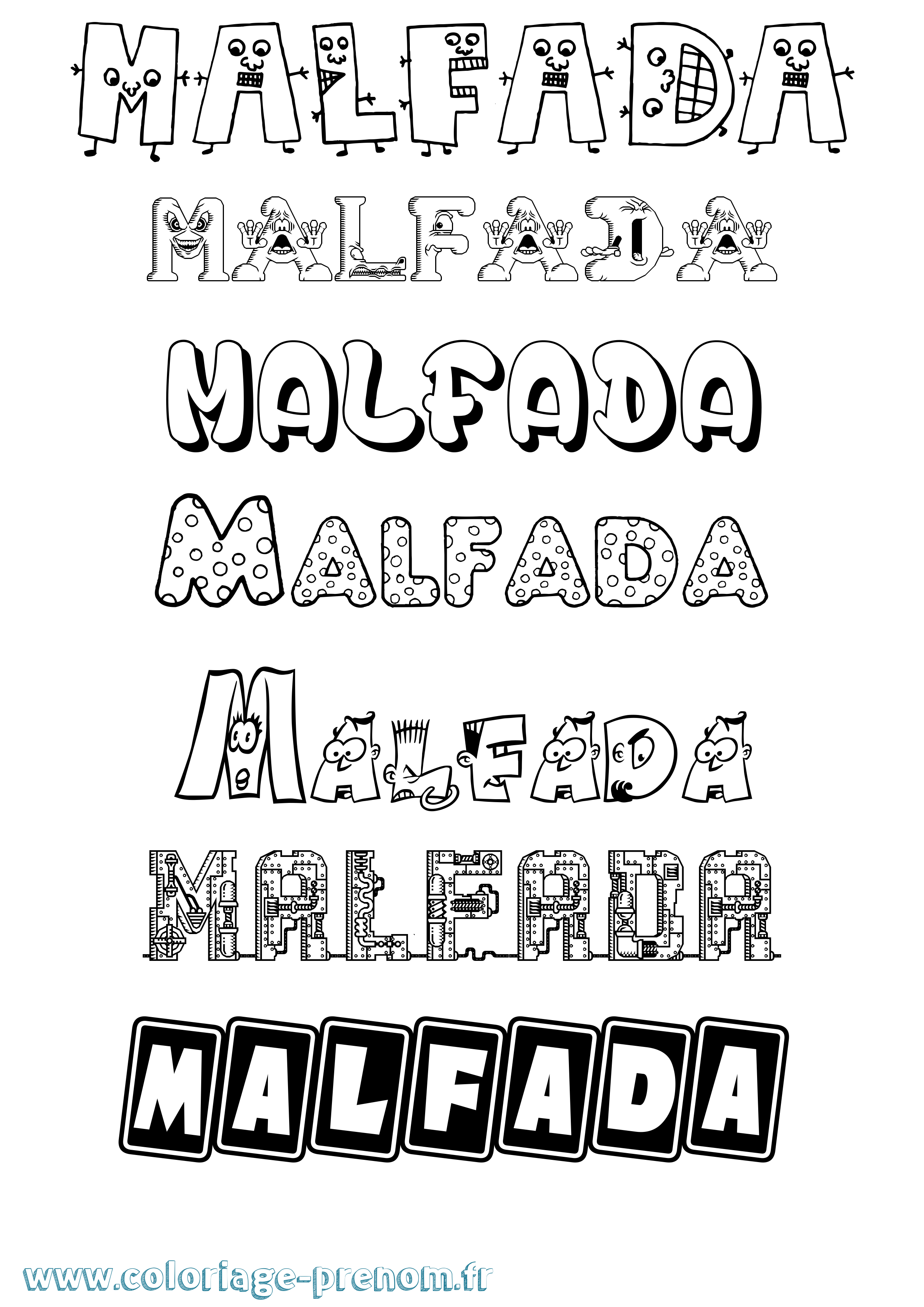 Coloriage Malfada Fun Coloriage prénom Malfada Fun