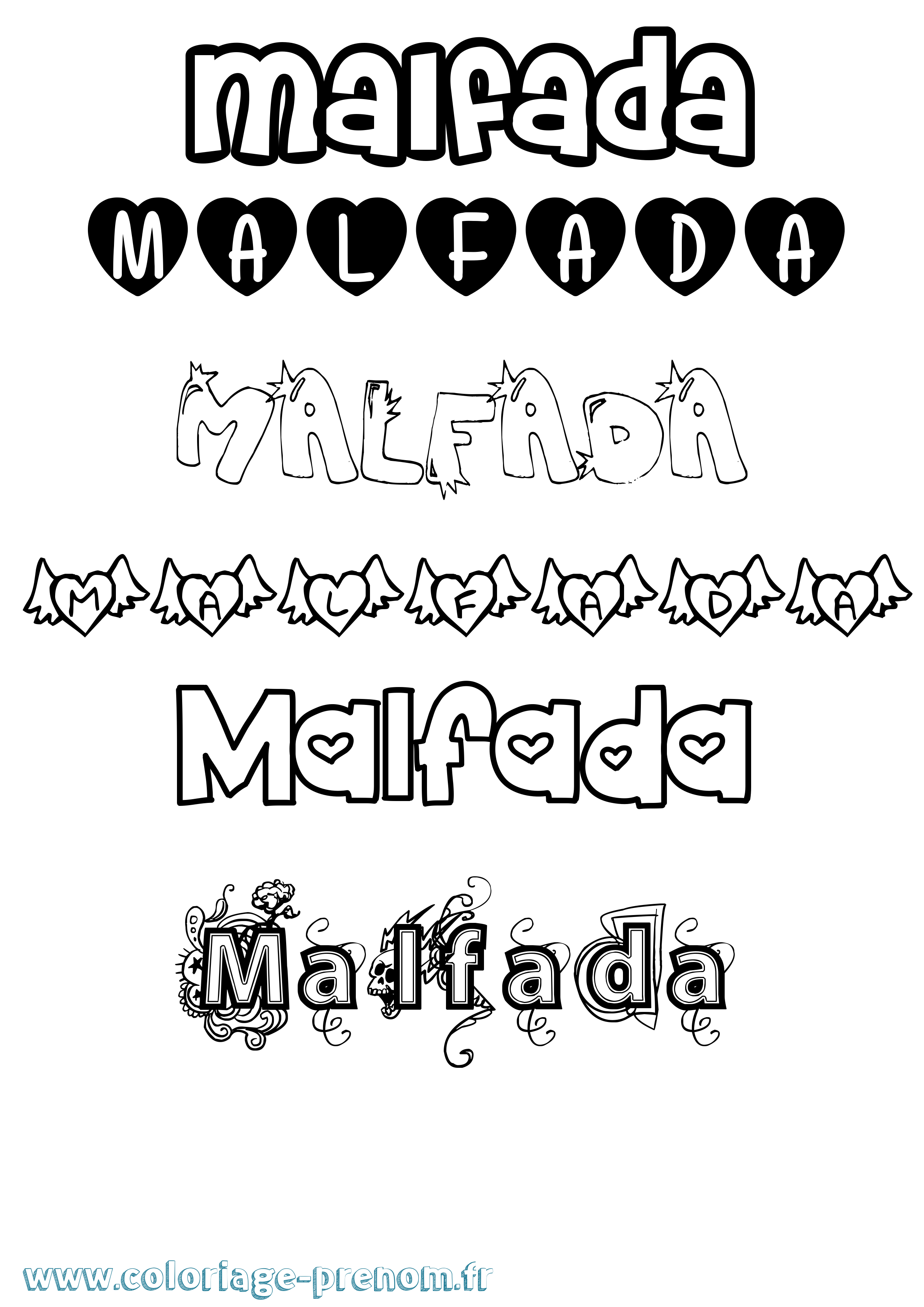Coloriage Malfada Girly Coloriage prénom Malfada Girly