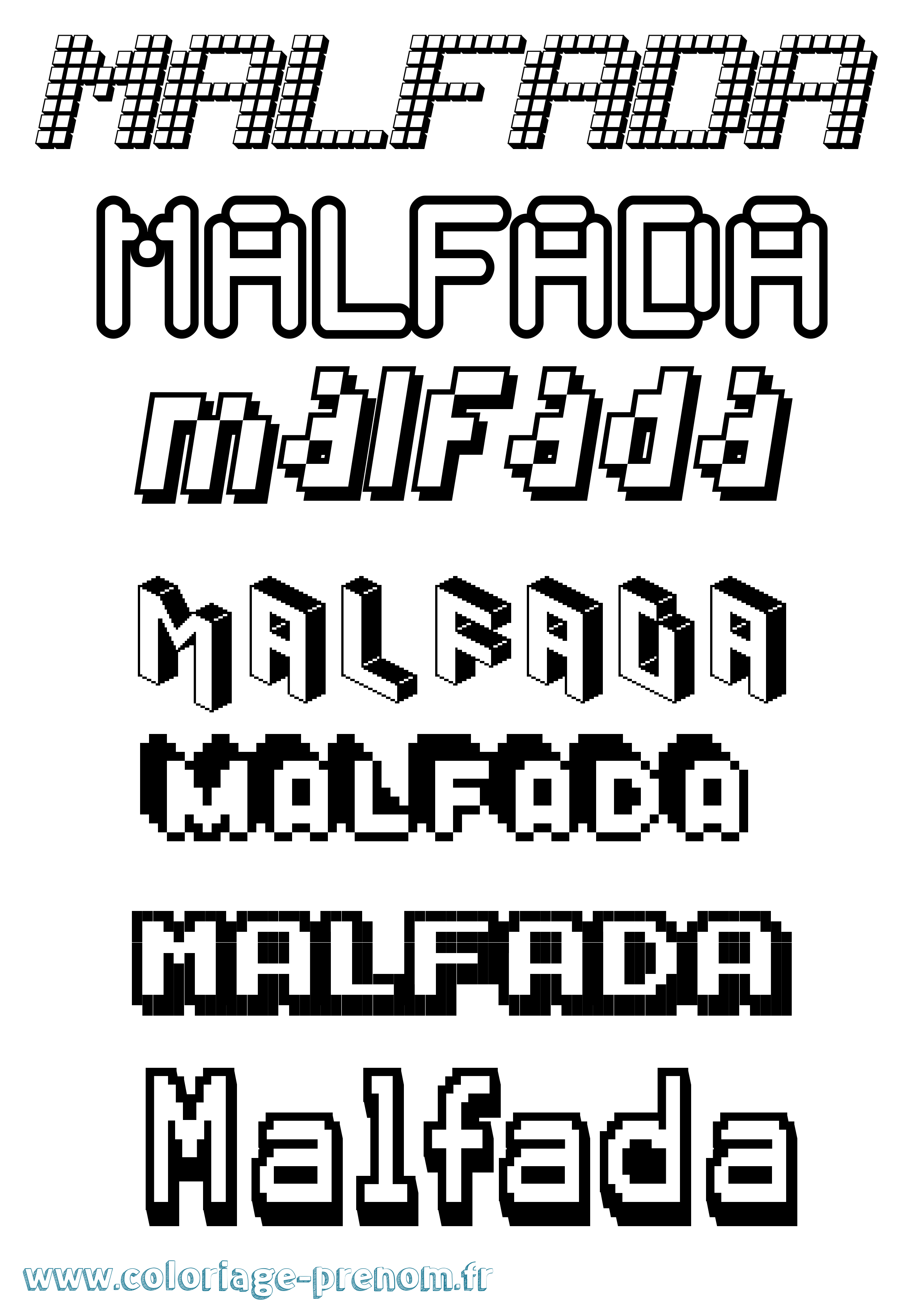 Coloriage Malfada Pixel Coloriage prénom Malfada Pixel