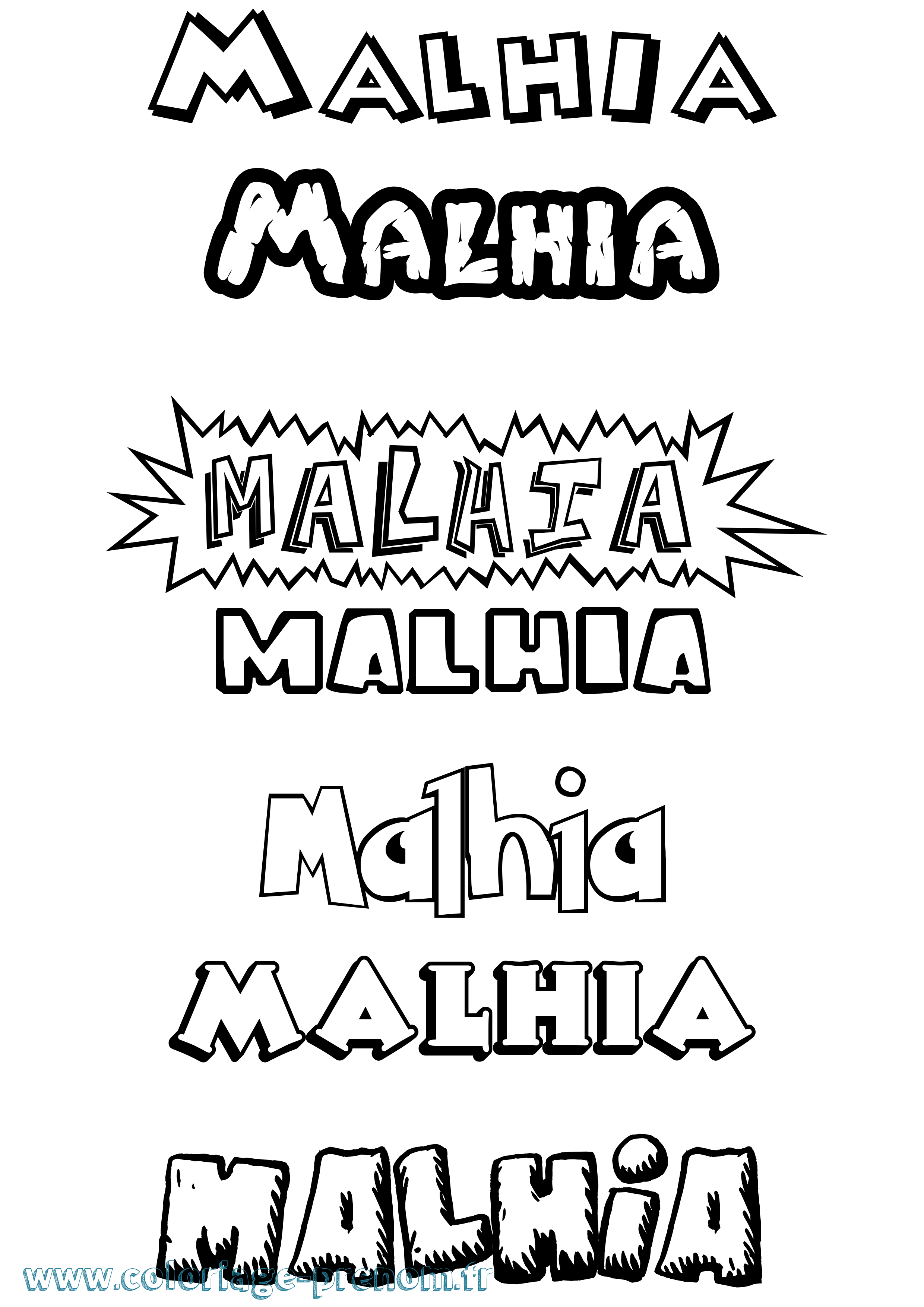 Coloriage Malhia Dessin Animé Coloriage prénom Malhia Dessin Animé