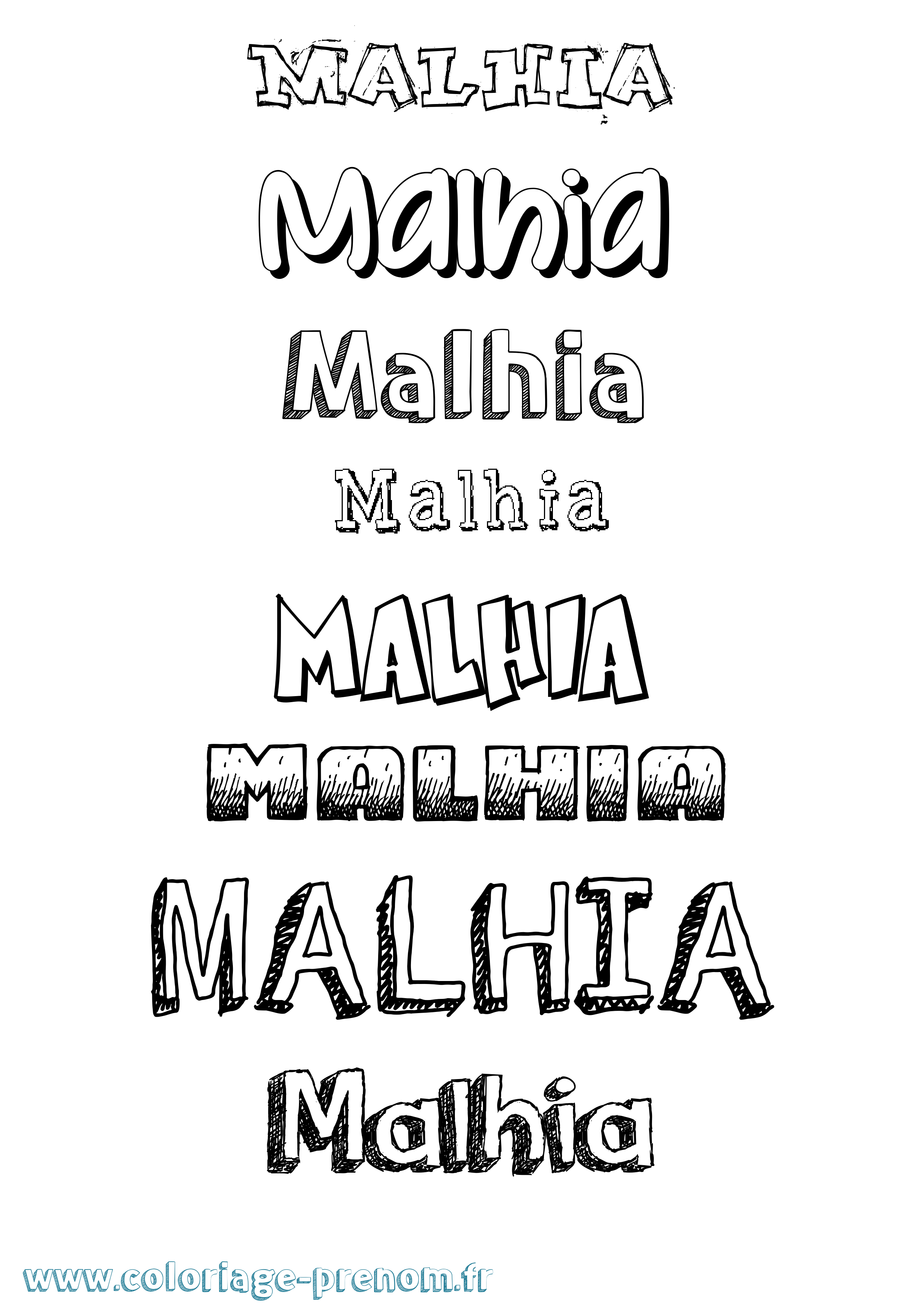 Coloriage Malhia Dessiné Coloriage prénom Malhia Dessiné