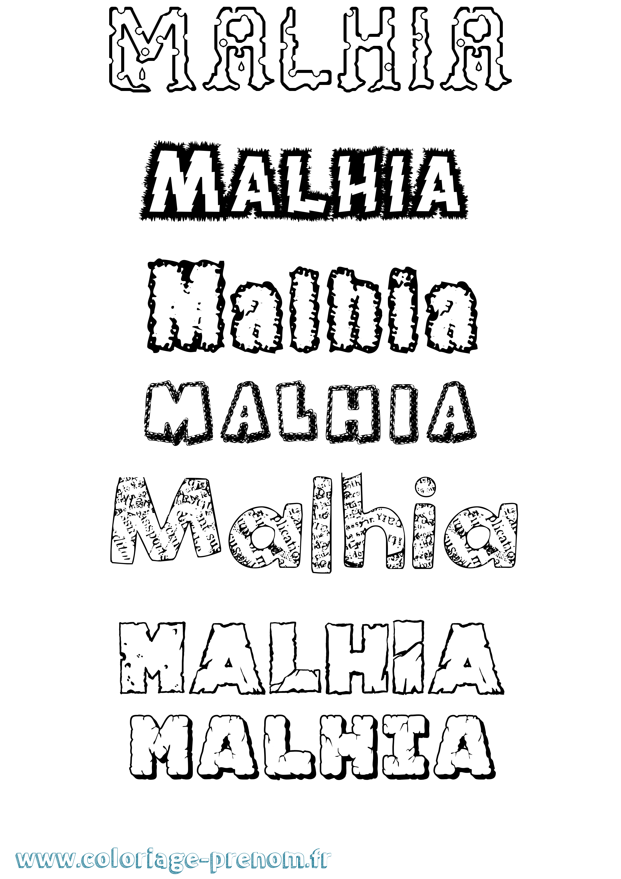 Coloriage Malhia Destructuré Coloriage prénom Malhia Destructuré