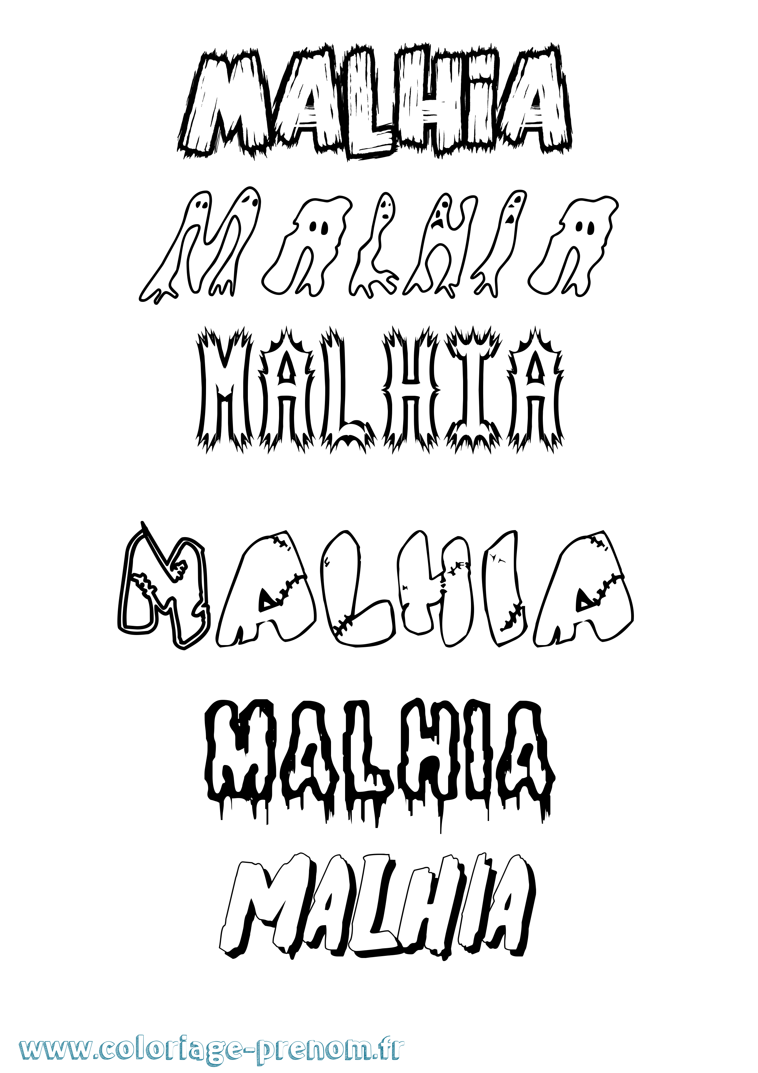 Coloriage Malhia Frisson Coloriage prénom Malhia Frisson
