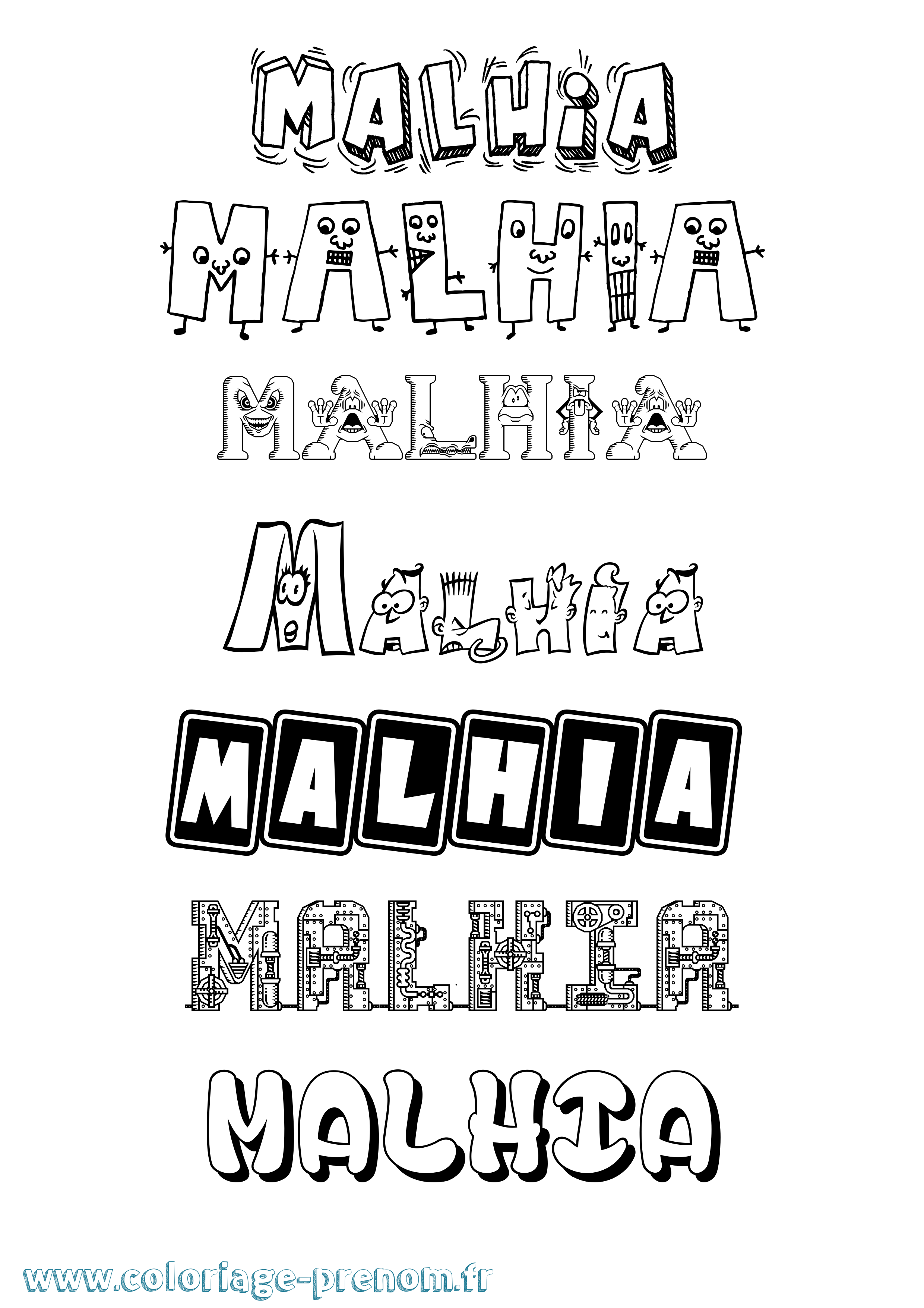 Coloriage Malhia Fun Coloriage prénom Malhia Fun