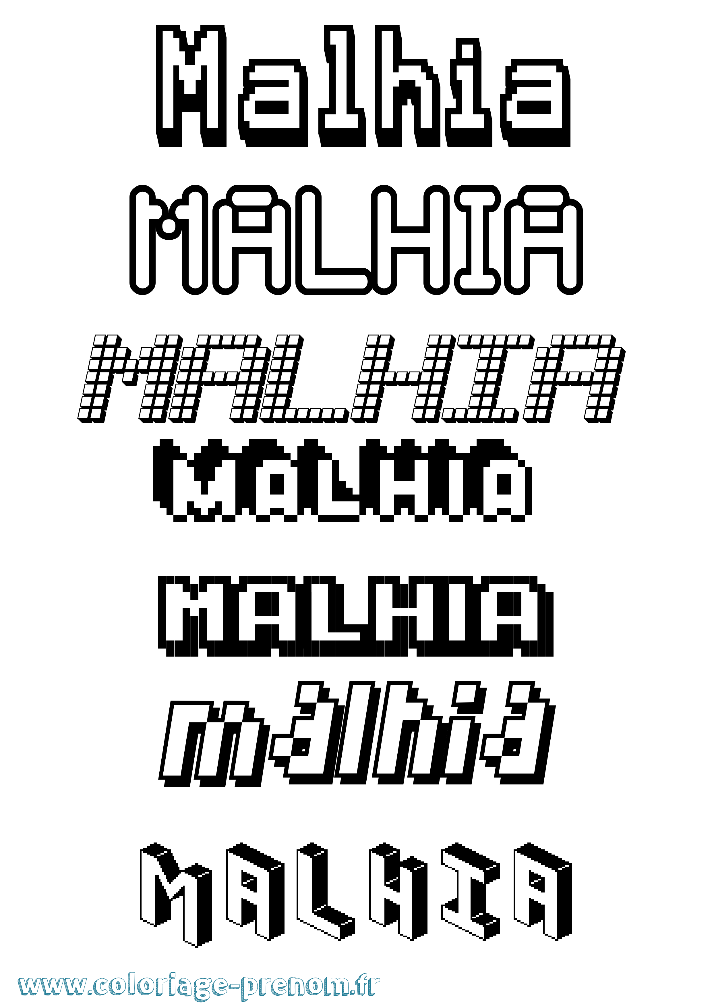 Coloriage Malhia Pixel Coloriage prénom Malhia Pixel