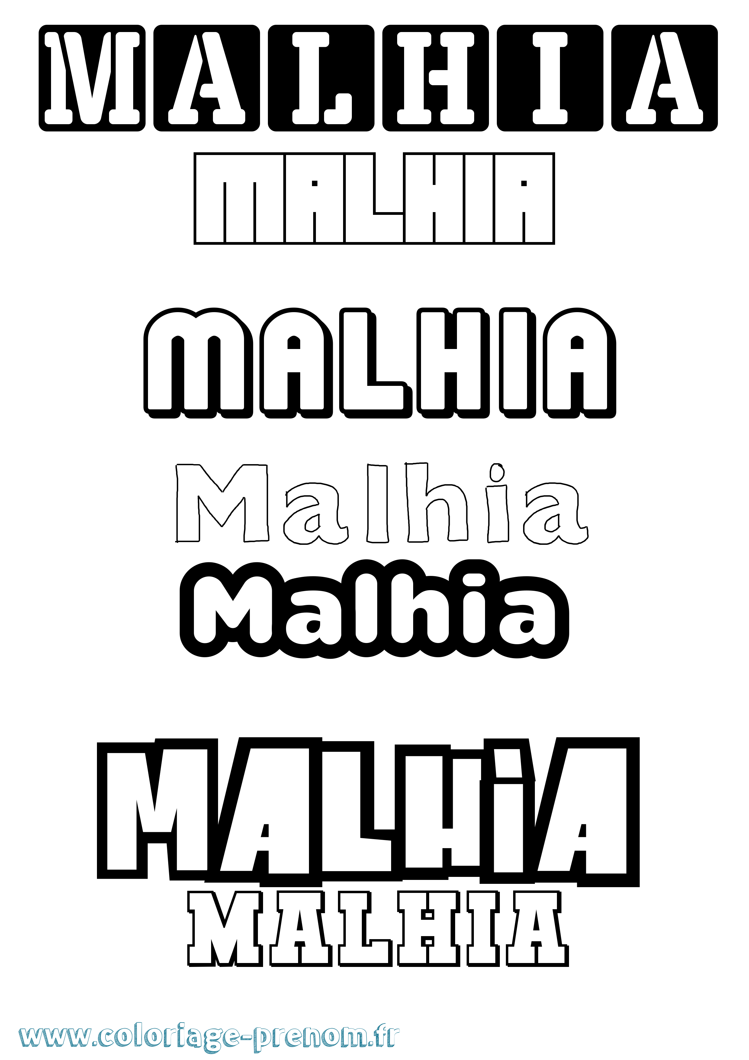 Coloriage Malhia Simple Coloriage prénom Malhia Simple