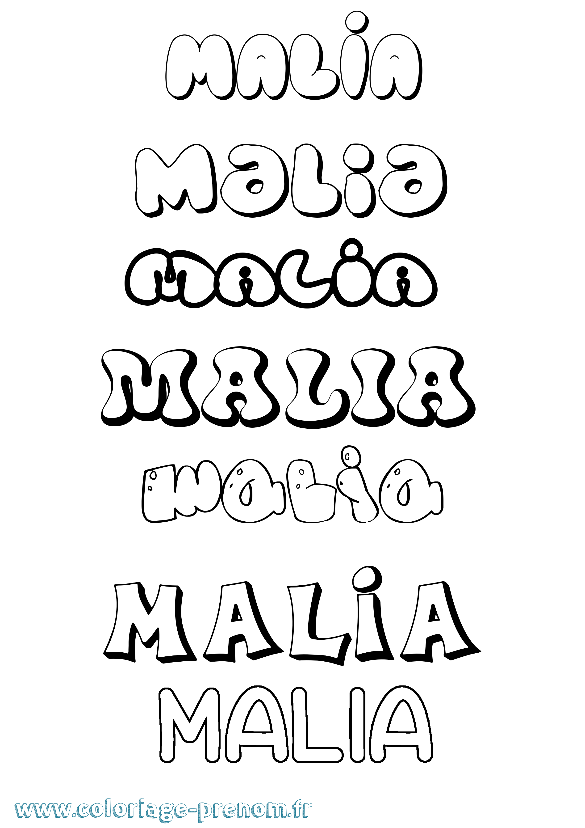 Coloriage Malia Bubble Coloriage prénom Malia Bubble