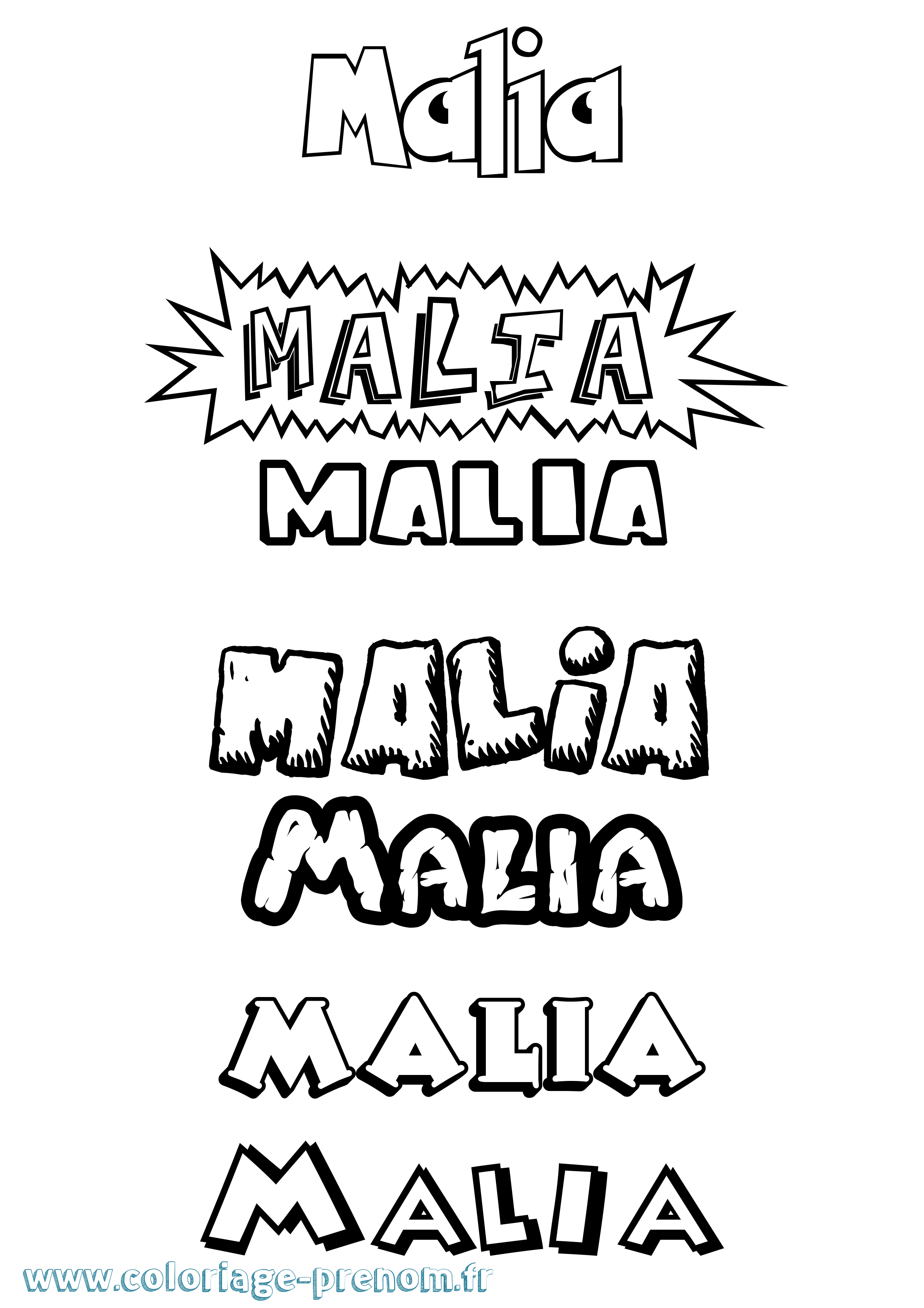Coloriage Malia Dessin Animé Coloriage prénom Malia Dessin Animé