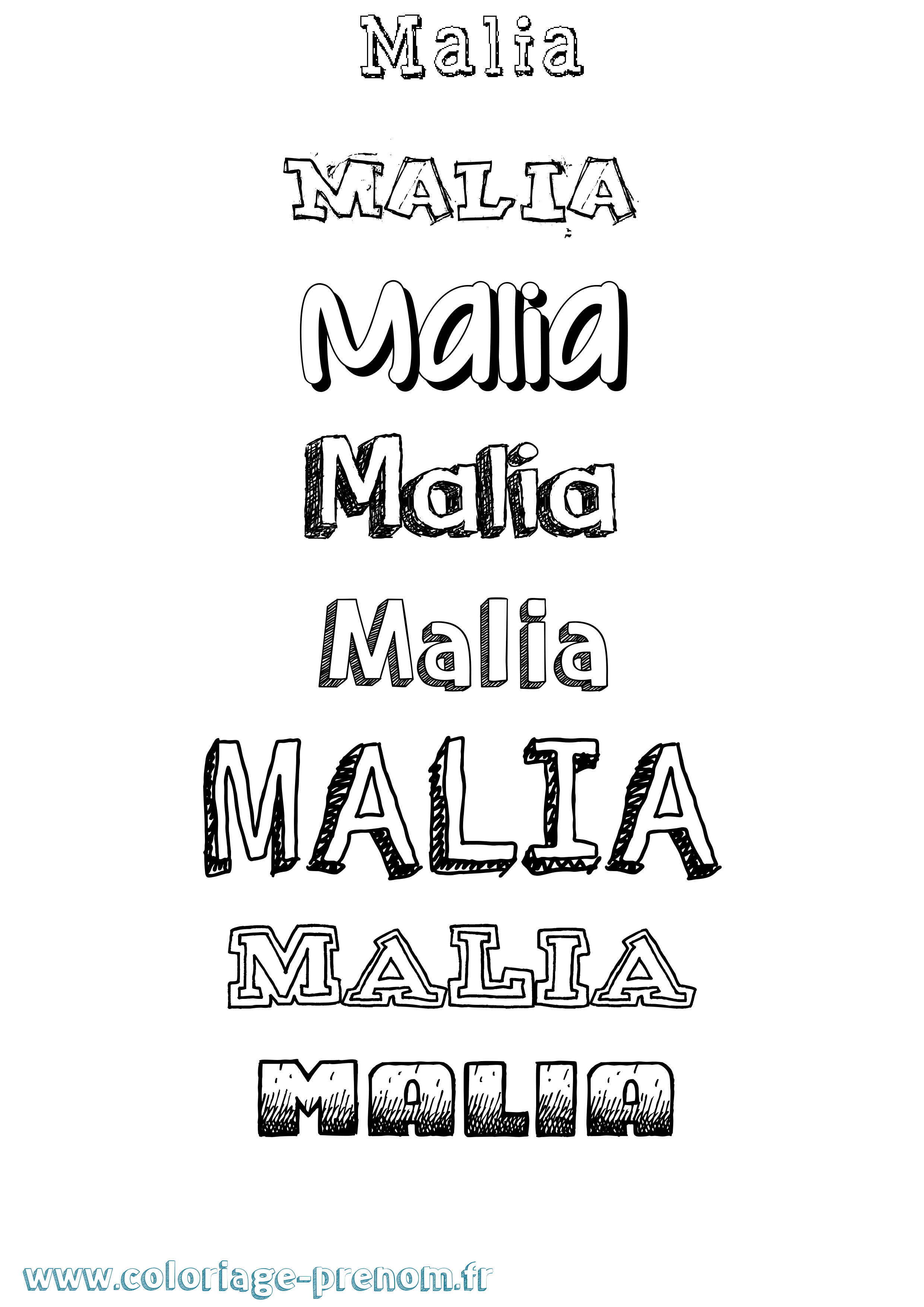 Coloriage Malia Dessiné Coloriage prénom Malia Dessiné