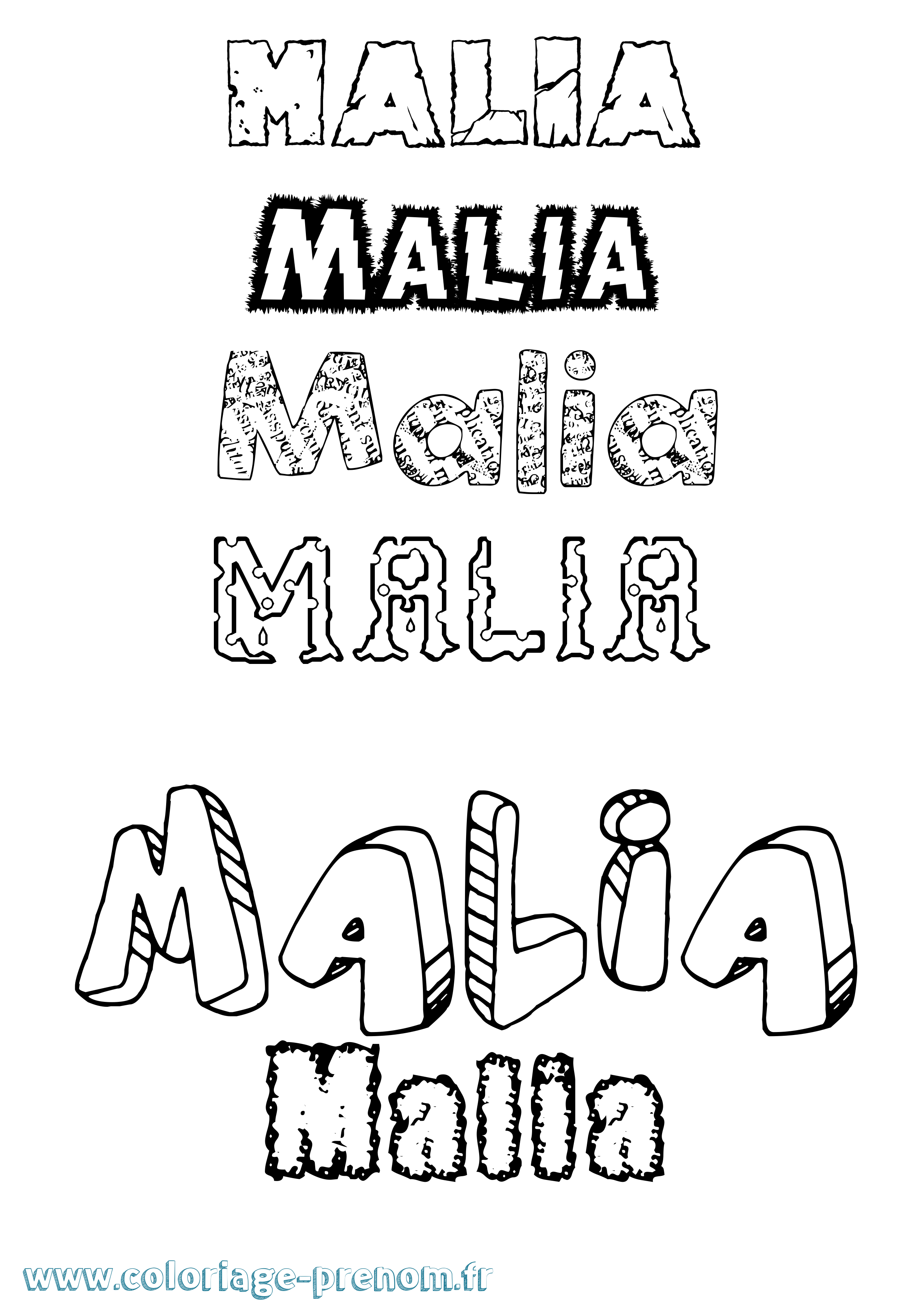Coloriage Malia Destructuré Coloriage prénom Malia Destructuré