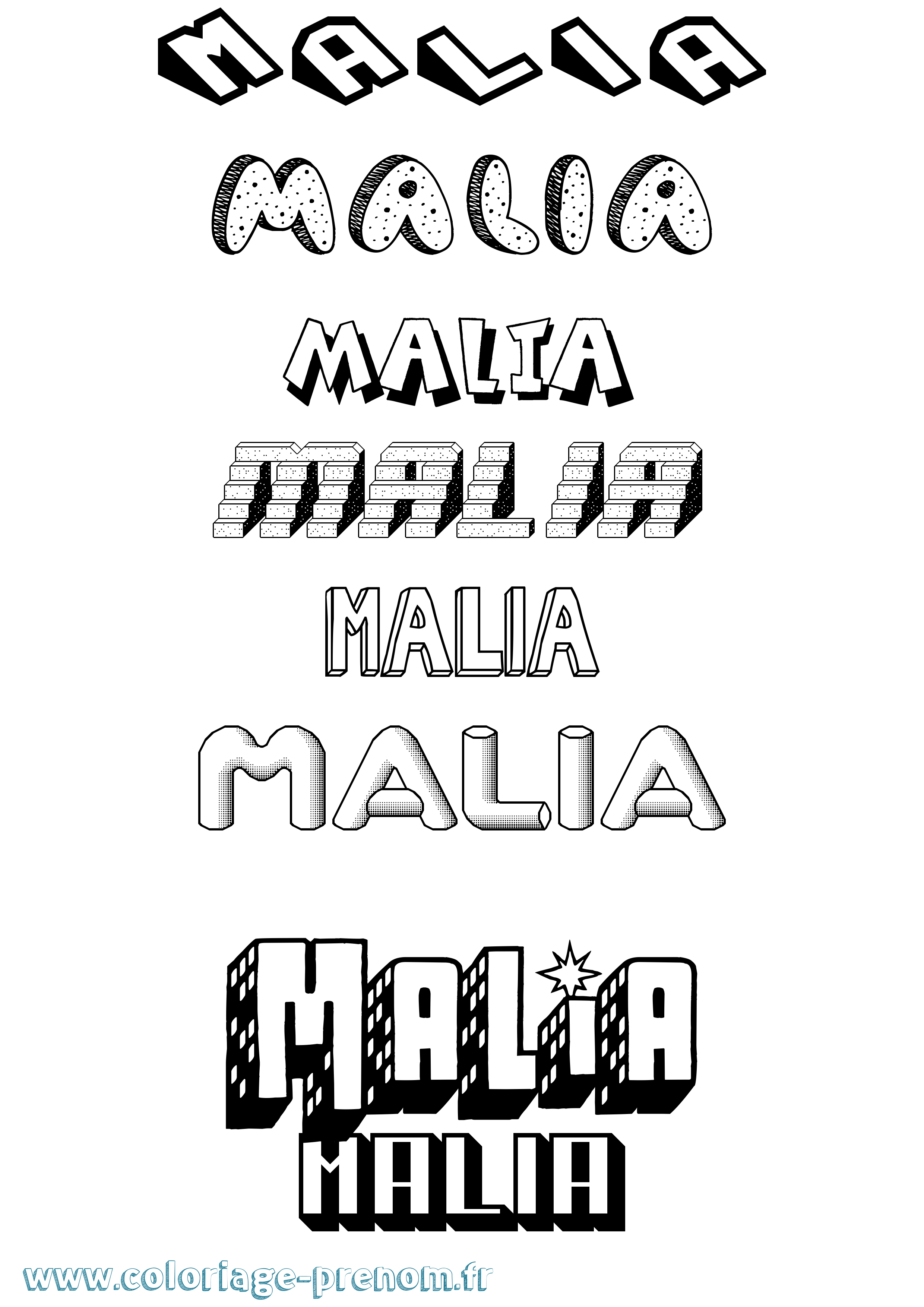 Coloriage Malia Effet 3D Coloriage prénom Malia Effet 3D